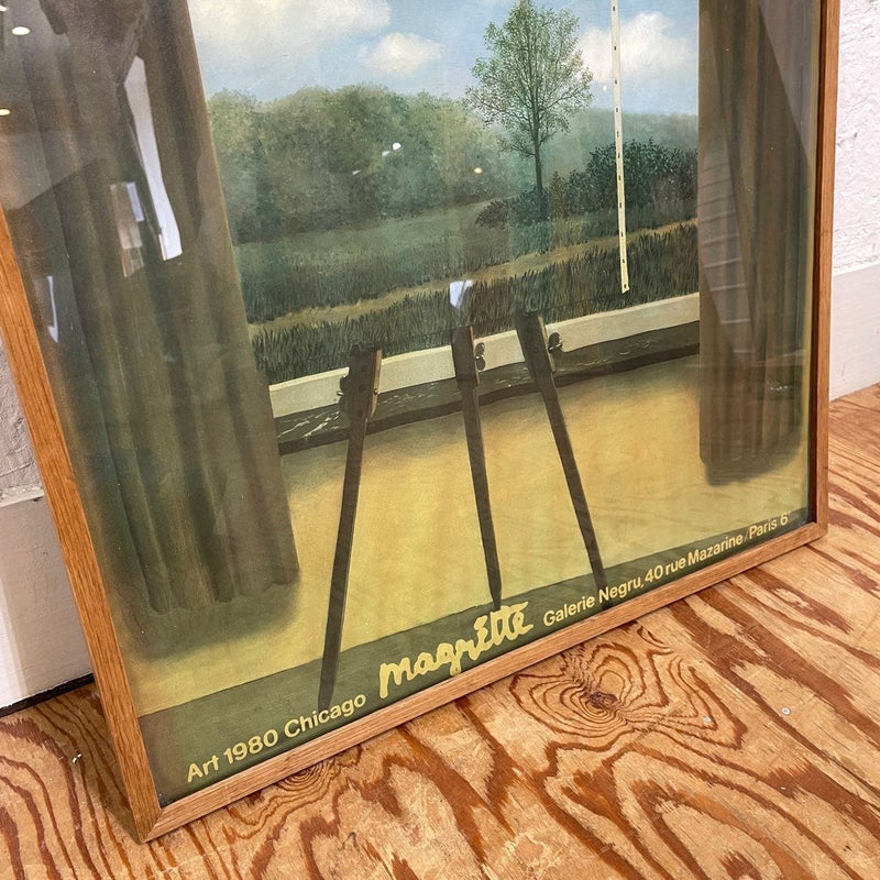 【11】ルネ・マグリット/René Magritte ポスター 人間の条件 50.5×63.5 木枠 ヴィンテージ