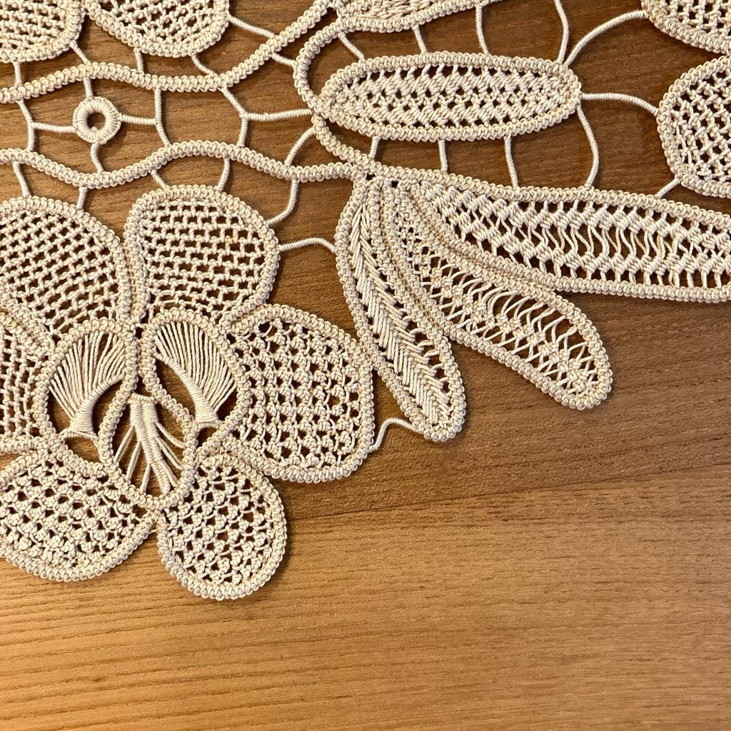 ルーマニアンマクラメ レース ニクリナ コットン フラワー テーブルウェア 中古