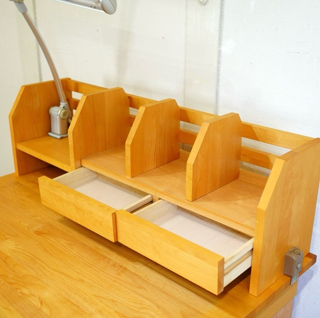 堀田木工 hotta woody ウィンディ / WINDY  デスク ワゴン 上棚 デスクライト 4点セット NA色 勉強机 中古