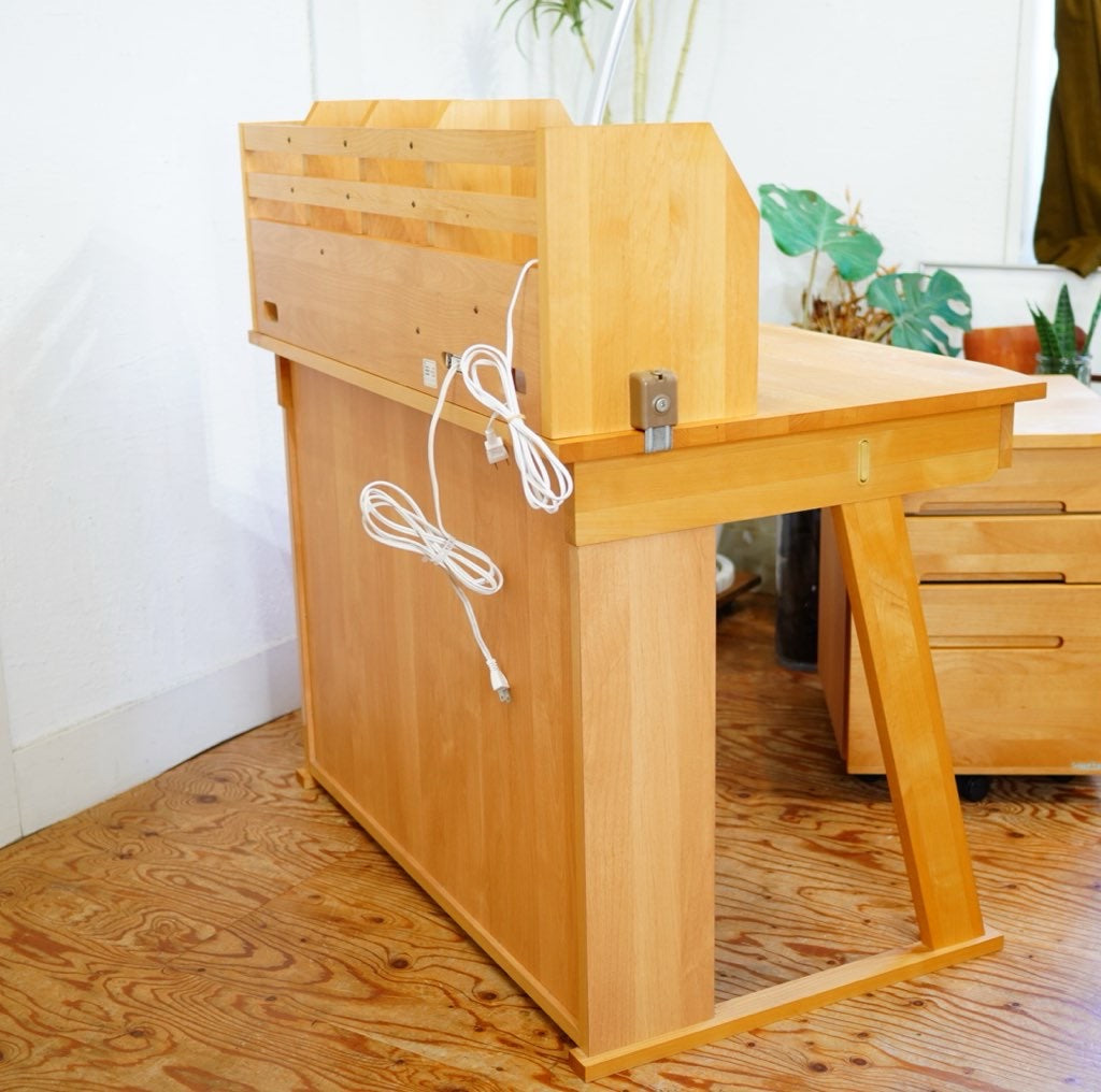 堀田木工 hotta woody ウィンディ / WINDY  デスク ワゴン 上棚 デスクライト 4点セット NA色 勉強机 中古