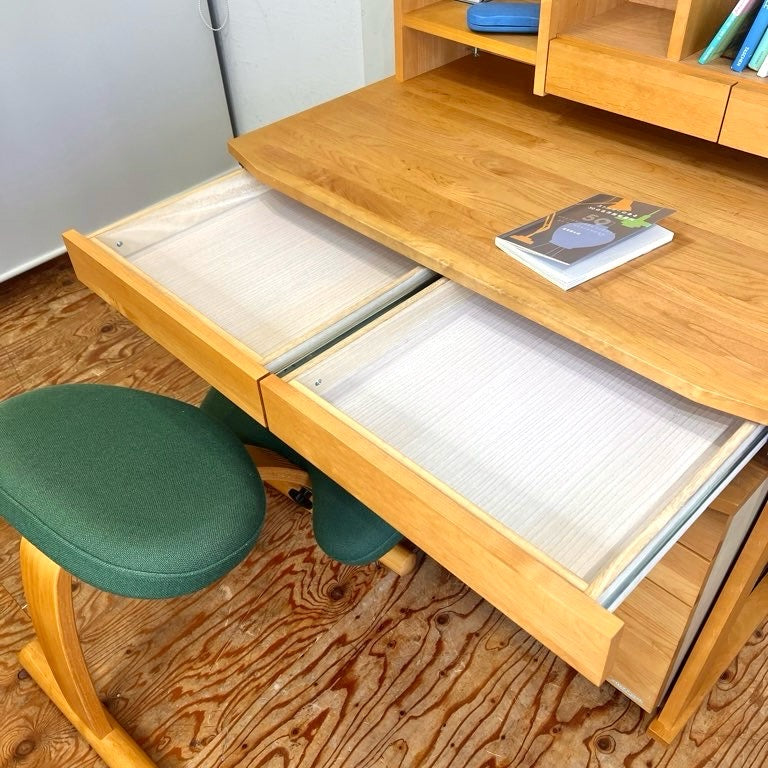 堀田木工 hotta woody ウィンディ / WINDY  デスク ワゴン 上棚 デスクライト 4点セット NA色 勉強机 中古