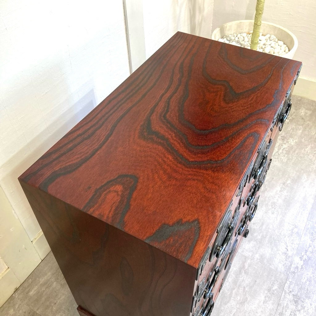 岩谷堂箪笥 車箪笥 和家具 4段 民芸家具 古民具 漆塗り 中古