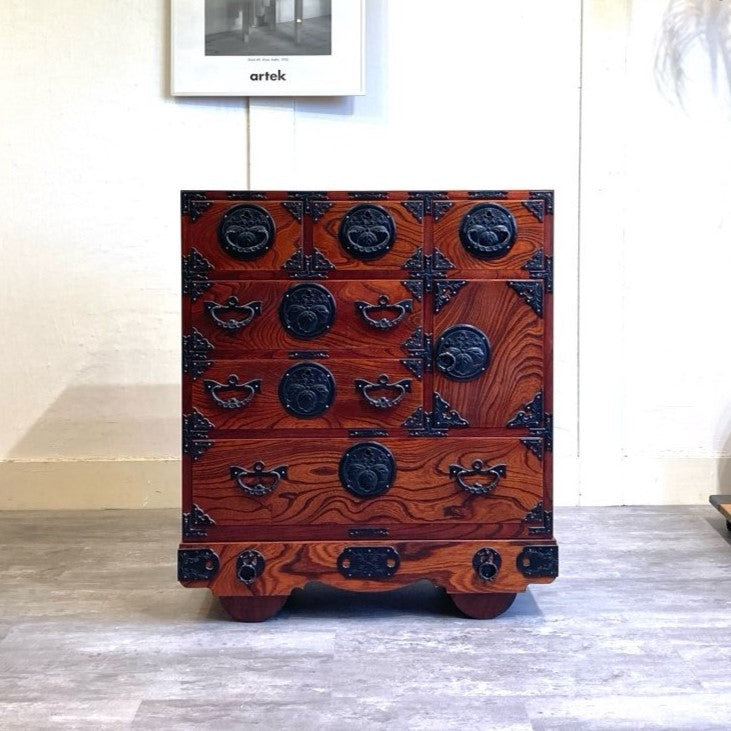 岩谷堂箪笥 車箪笥 和家具 4段 民芸家具 古民具 漆塗り 中古