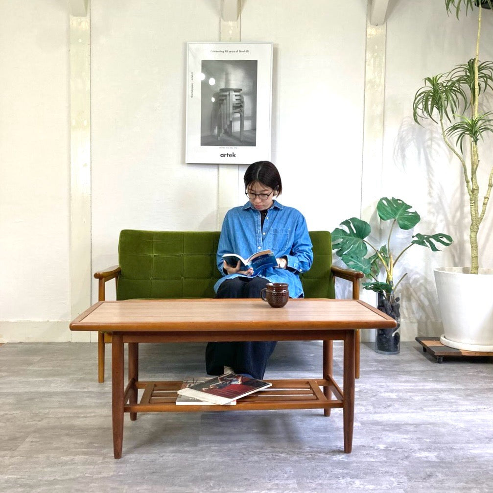カリモク60 Kチェア 2シーターソファ モケットグリーン 2人掛け 中古