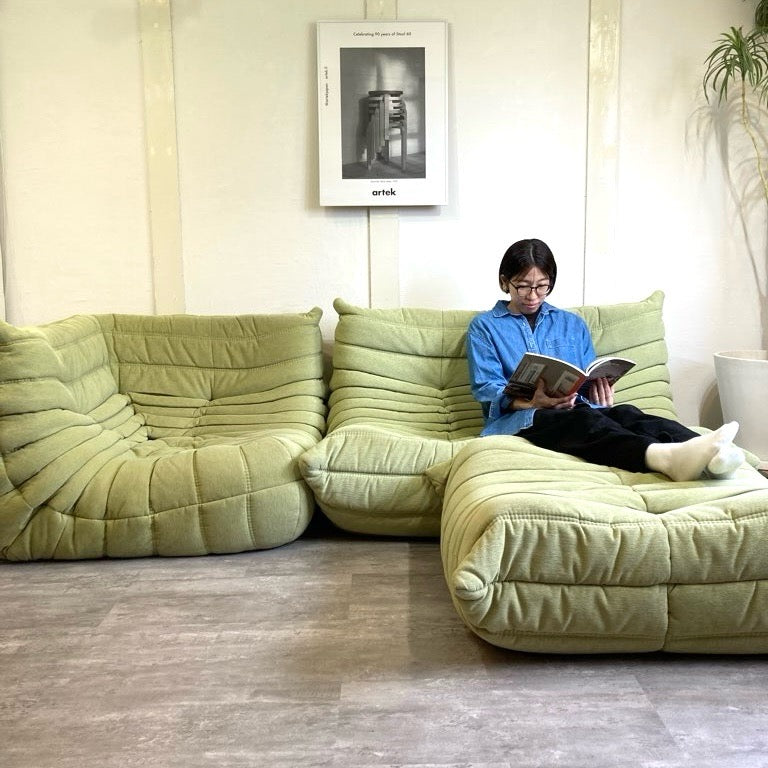 リーン・ロゼ / ligne roset トーゴ パフ オットマン グリーン 中古