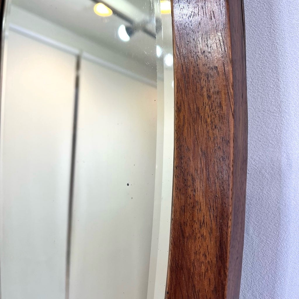 オーバル ウォールミラー 鏡 楕円 木製 壁掛けミラー アンティーク