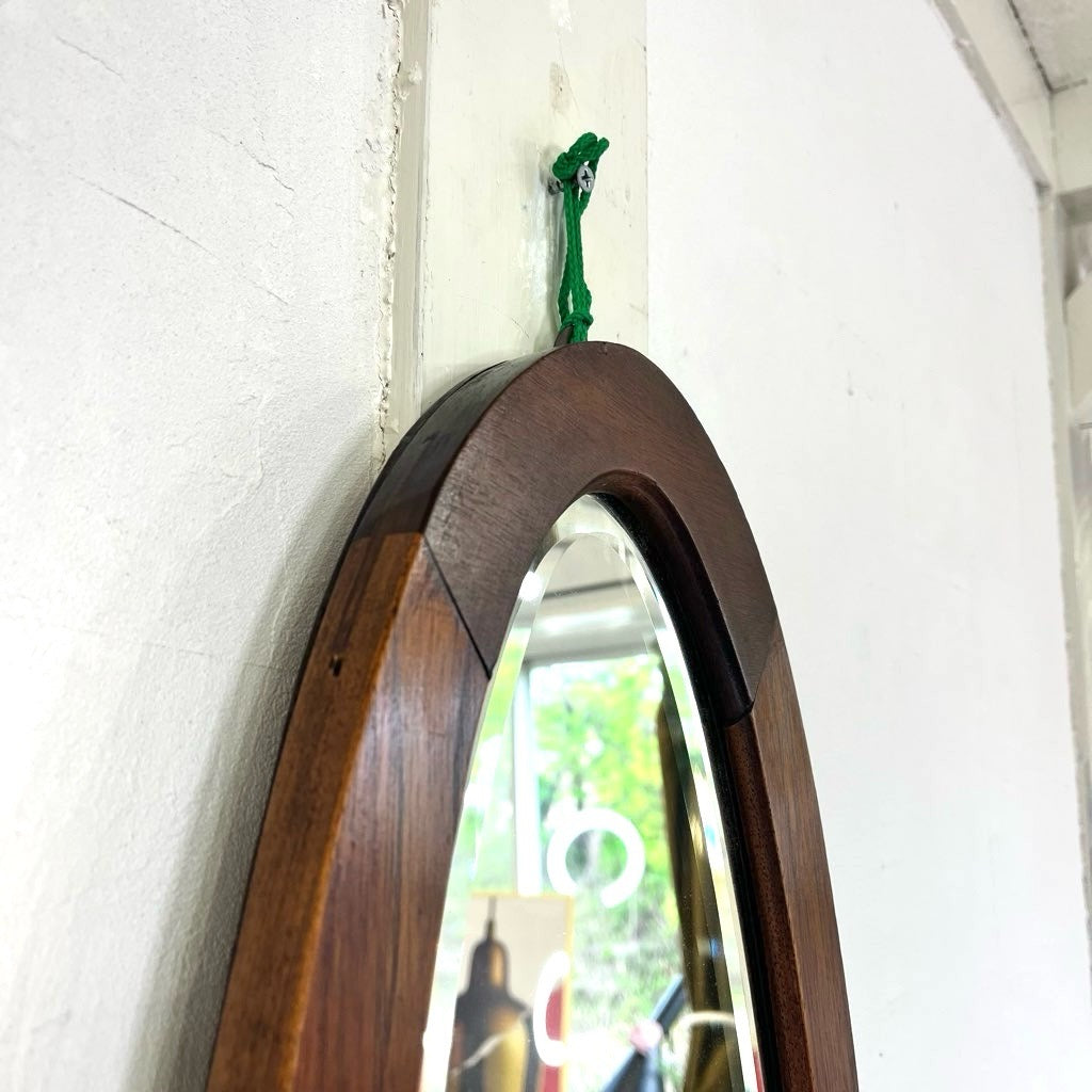 オーバル ウォールミラー 鏡 楕円 木製 壁掛けミラー アンティーク