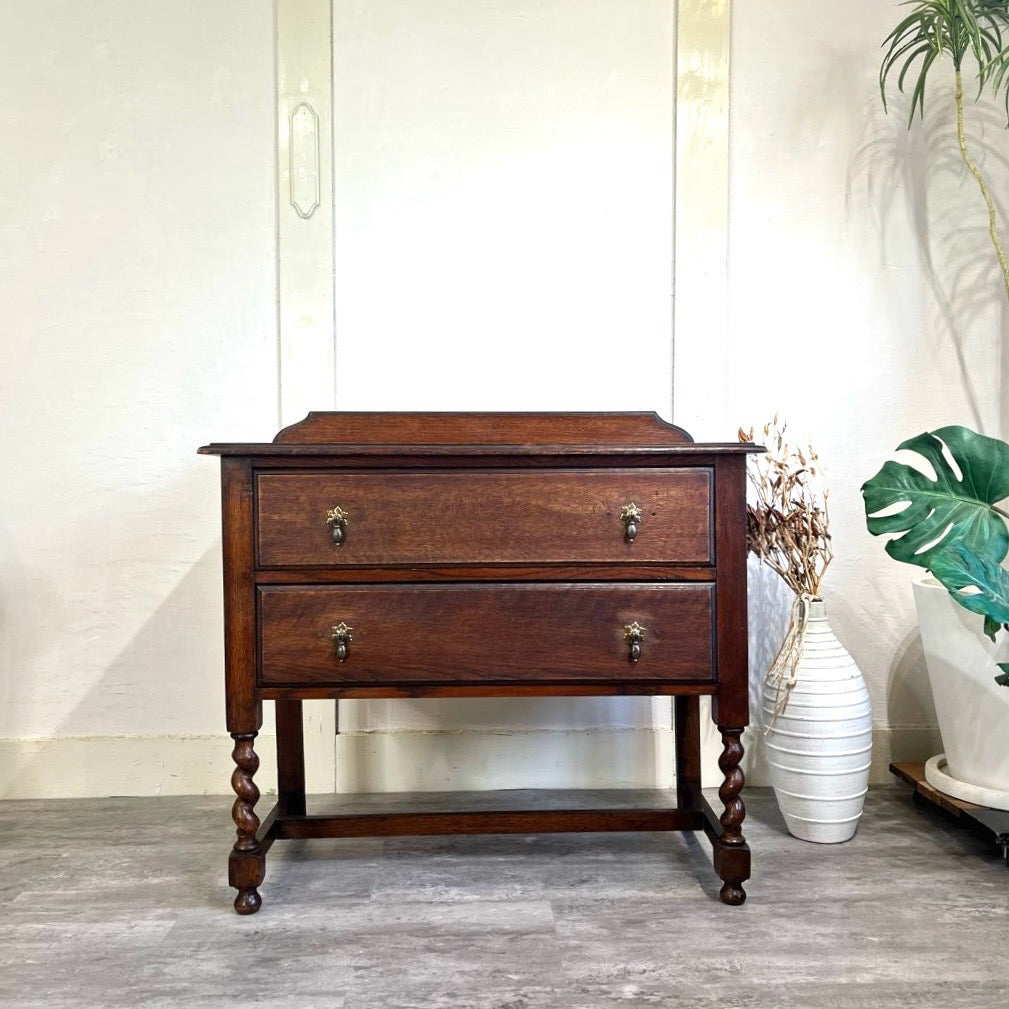 英国アンティーク 3段チェスト オーク材