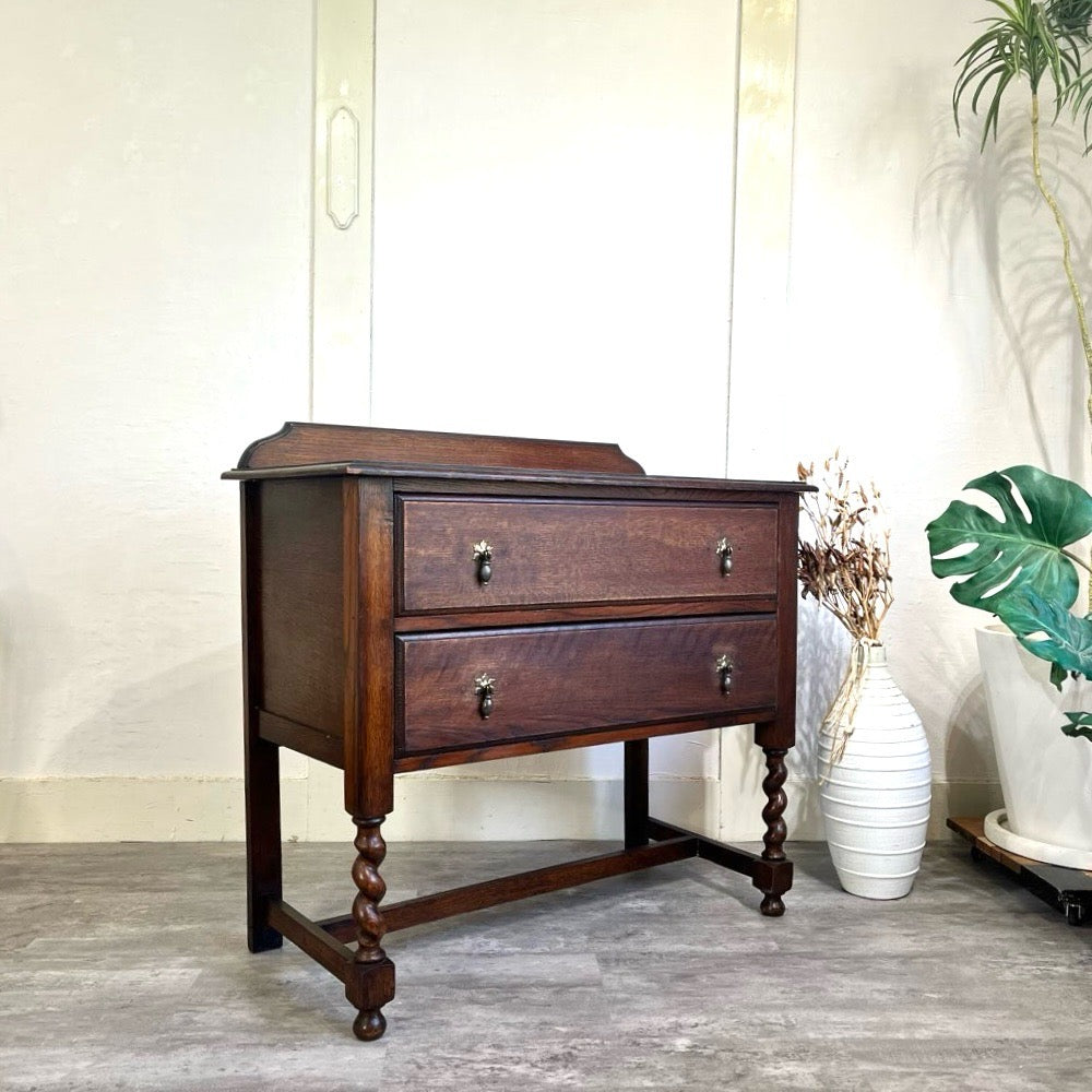 英国アンティーク 3段チェスト オーク材