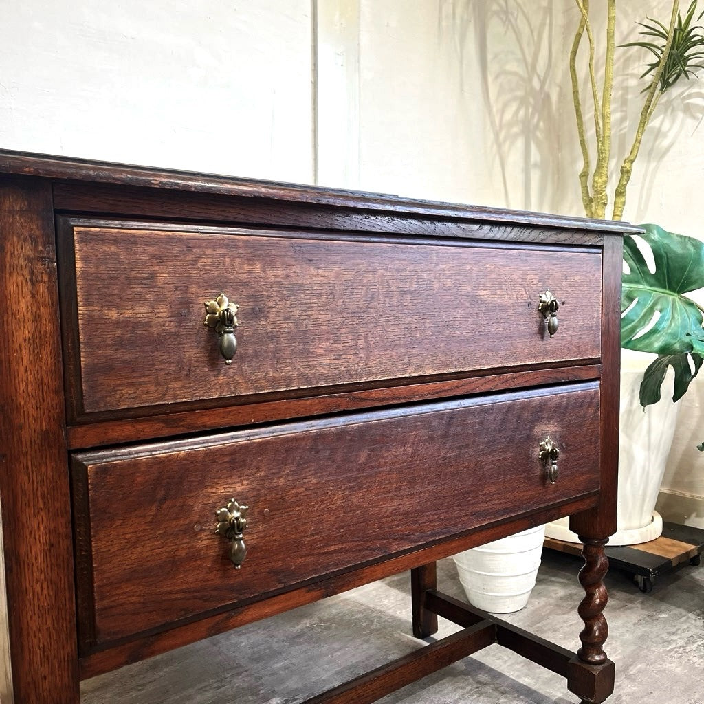 英国アンティーク 3段チェスト オーク材