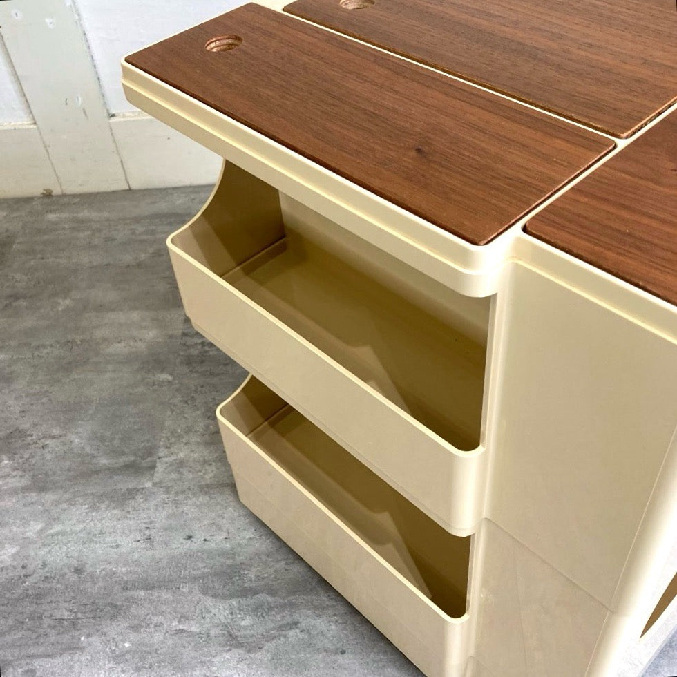 B-LINE ボビーワゴン 2段2トレイ ベージュ  ウッドプレート付き 中古