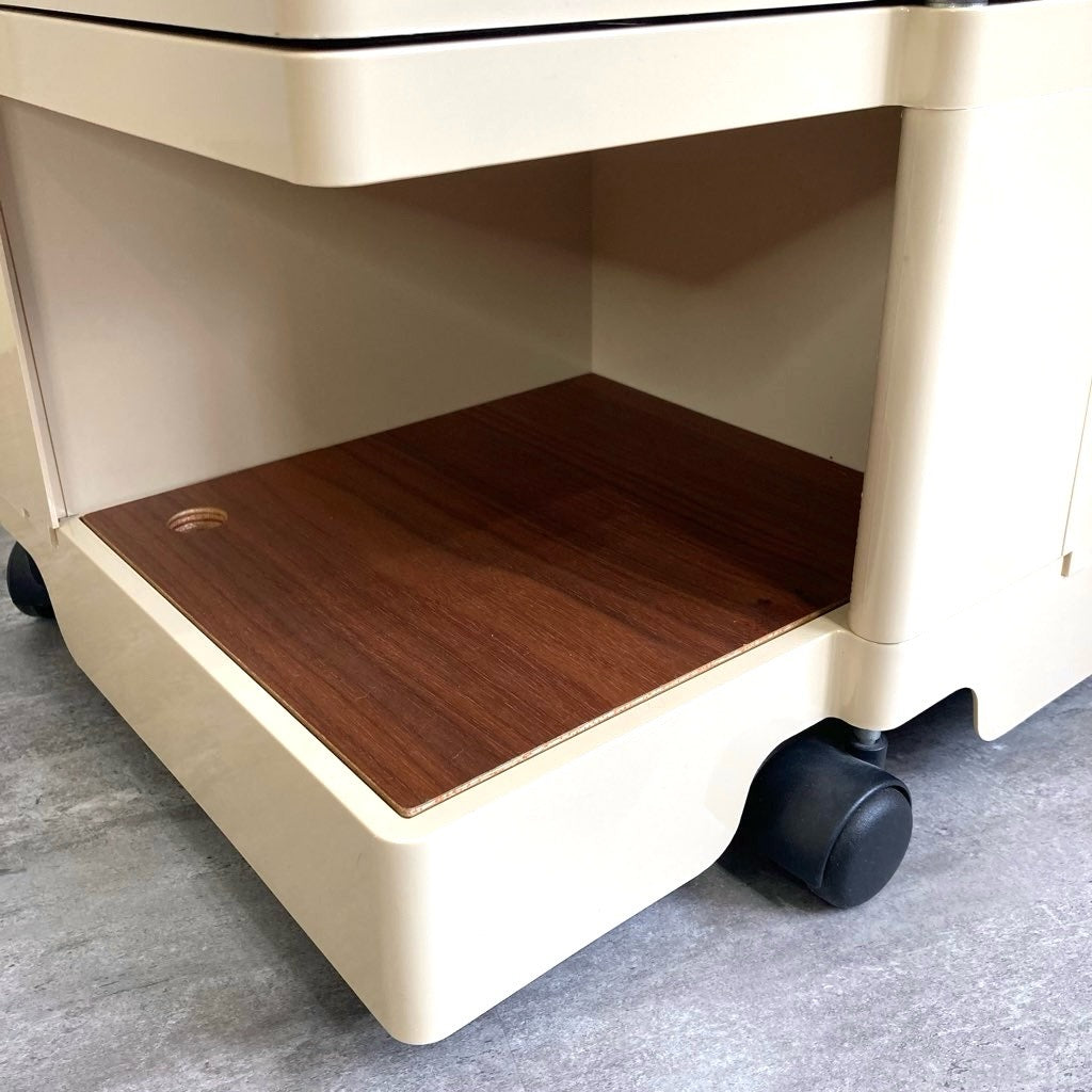 B-LINE ボビーワゴン 2段2トレイ ベージュ  ウッドプレート付き 中古