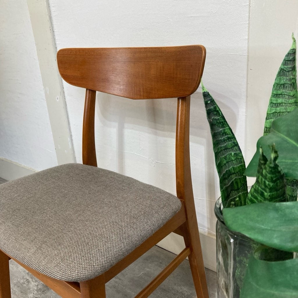 チーク材&ビーチ材 デンマーク製 ダイニングチェア サイドチェア グレー 北欧 ヴィンテージ