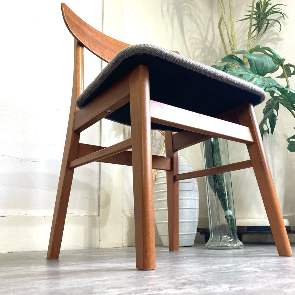 チーク材&ビーチ材 デンマーク製 ダイニングチェア サイドチェア グレー 北欧 ヴィンテージ