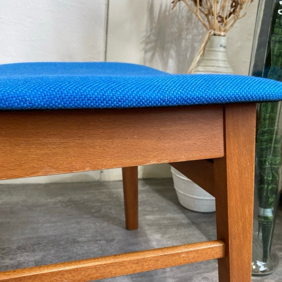 チーク材&ビーチ材 デンマーク製 ダイニングチェア サイドチェア ブルー 北欧 ヴィンテージ