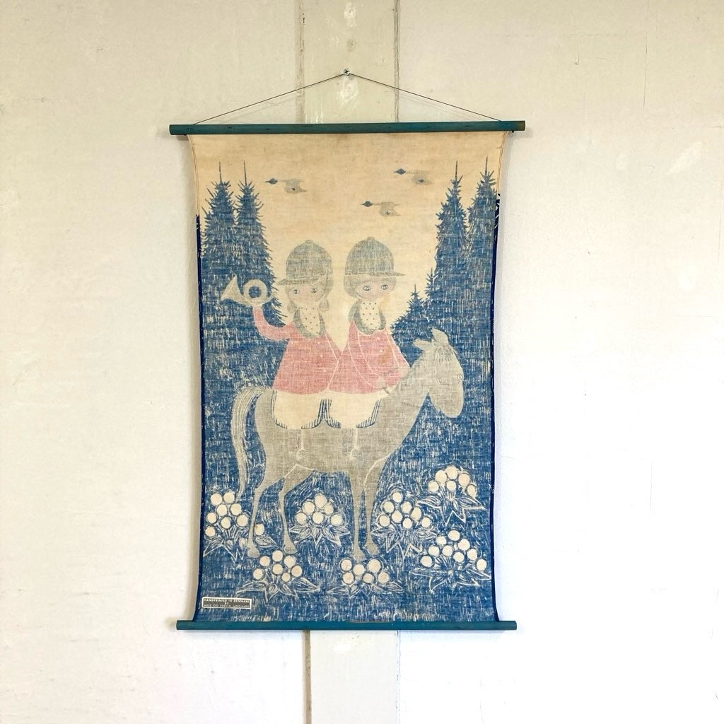 Aase og Preben Jangaard / デンマーク製 ヴィンテージタペストリー 「馬に乗った双子の姉妹」