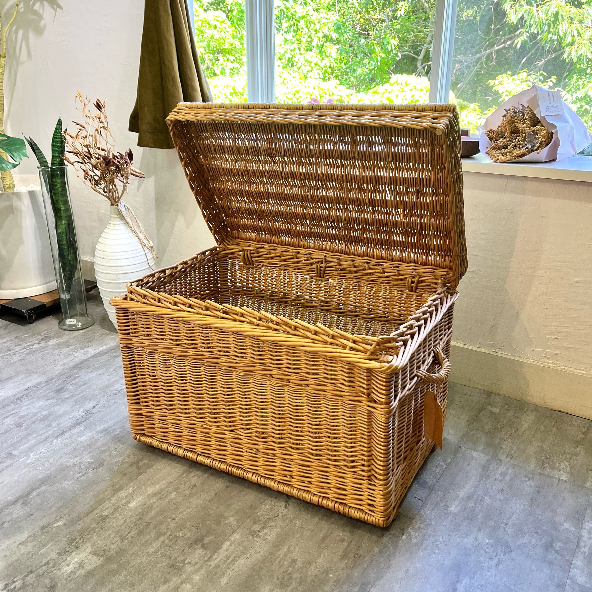 ラタンBOX 収納 箱 フランス製 ヴィンテージ 籐 自然素材 大容量 中古