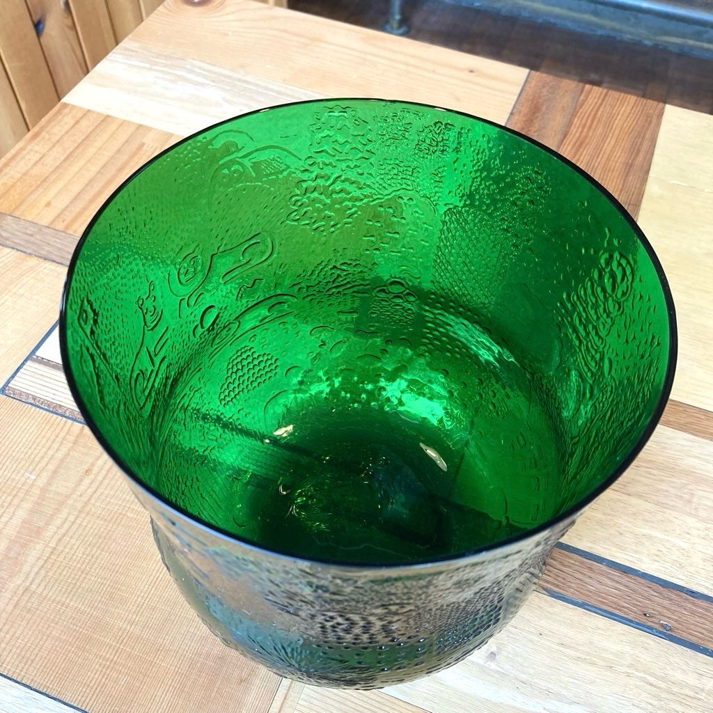 ヌータヤルヴィ / Nuutajarvi オイバ・トイッカ /Oiva Toikka ファウナ / Faunaシリーズ ガラスボウル フラワーベース グリーン ヴィンテージ