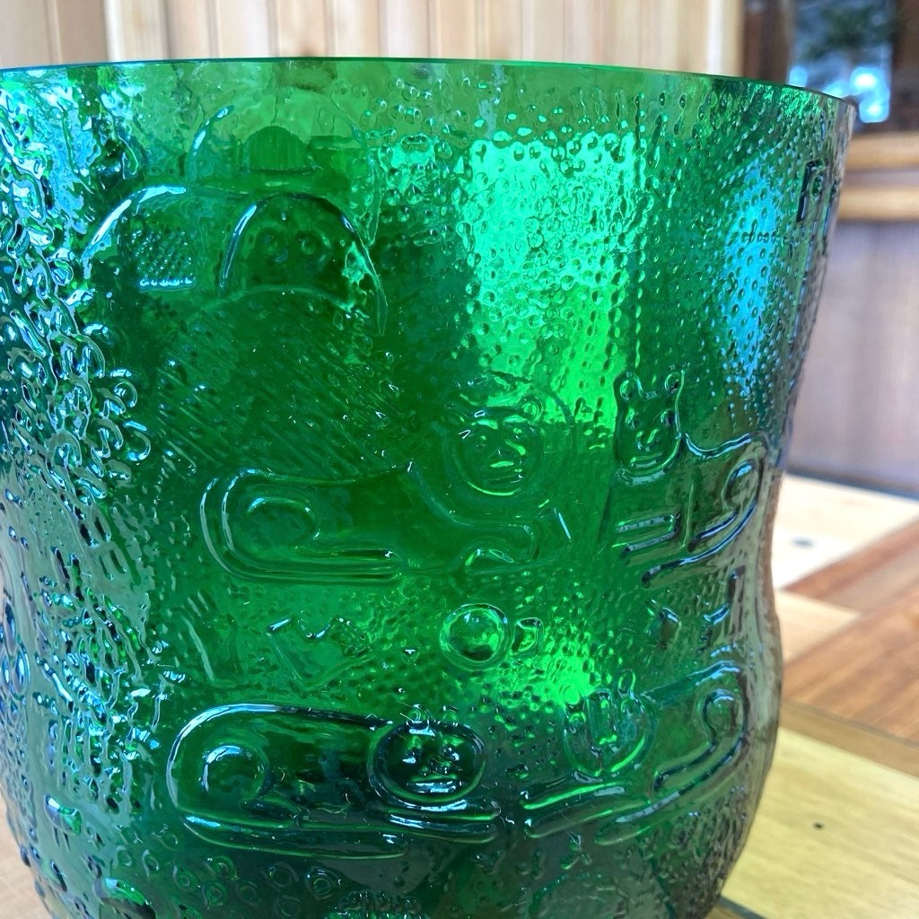 ヌータヤルヴィ / Nuutajarvi オイバ・トイッカ /Oiva Toikka ファウナ / Faunaシリーズ ガラスボウル フラワーベース グリーン ヴィンテージ