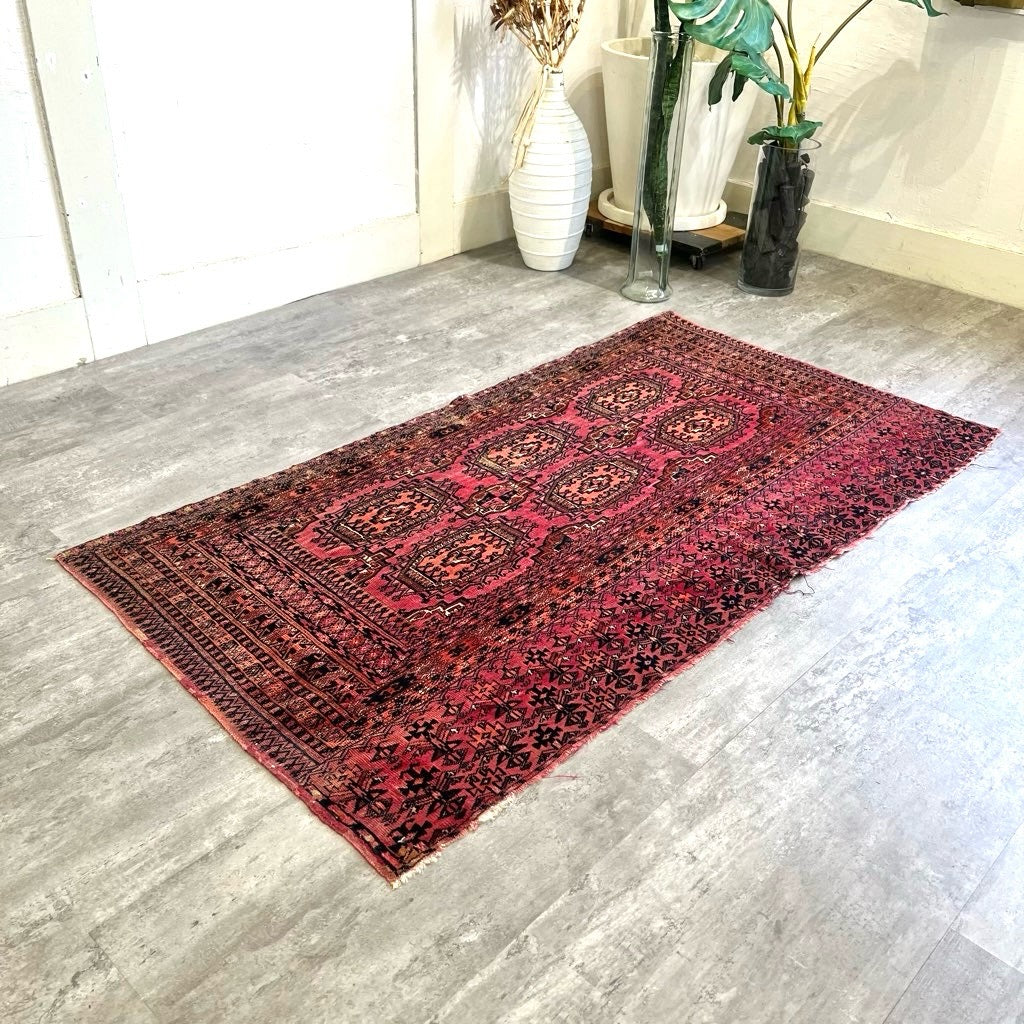 トライバルラグ 92×59cm 手織り 絨毯 カーペット ヴィンテージ ラグ トライバルラグ 92×59cm 手織り 絨毯 カーペット ヴィンテージ ラグ