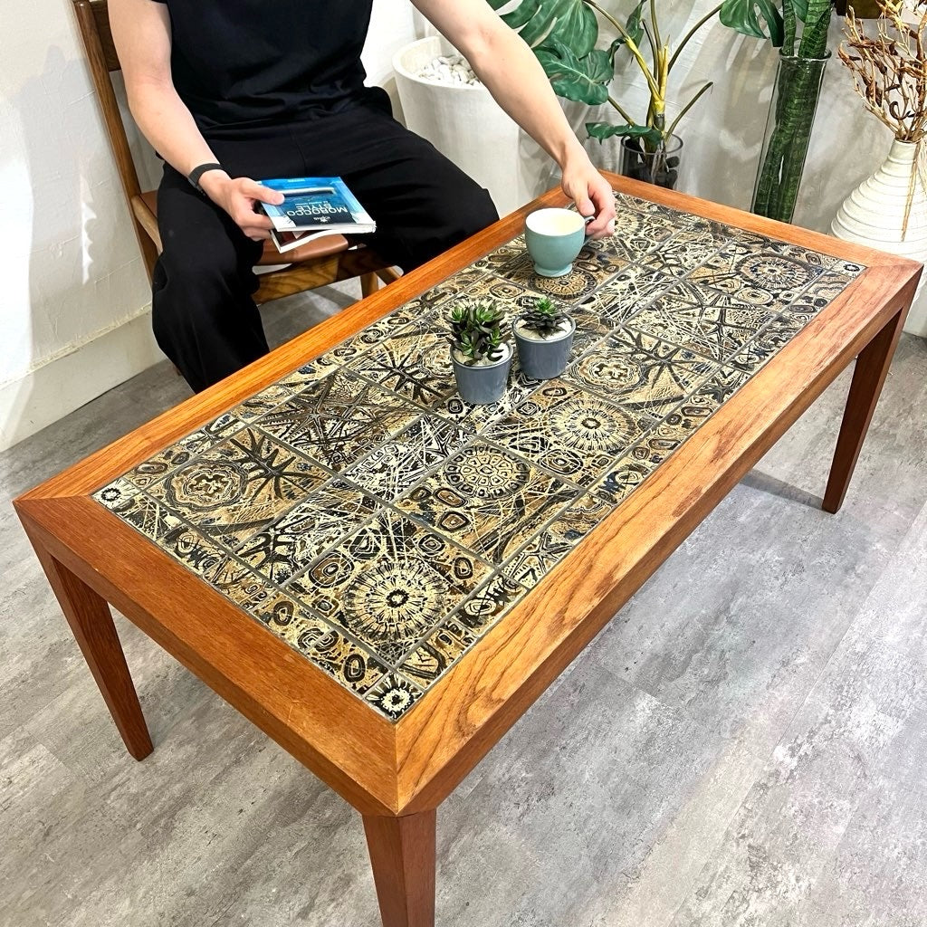 ハスレヴ&ロイヤルコペンハーゲン / Haslev&Royal Copenhagen バッカ タイルトップ コーヒーテーブル チーク材 ヴィンテージ