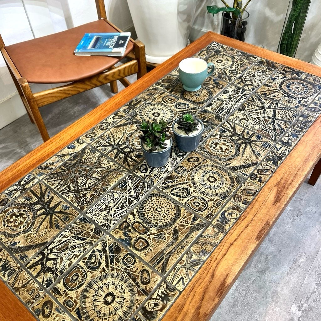 ハスレヴ&ロイヤルコペンハーゲン / Haslev&Royal Copenhagen バッカ タイルトップ コーヒーテーブル チーク材 ヴィンテージ