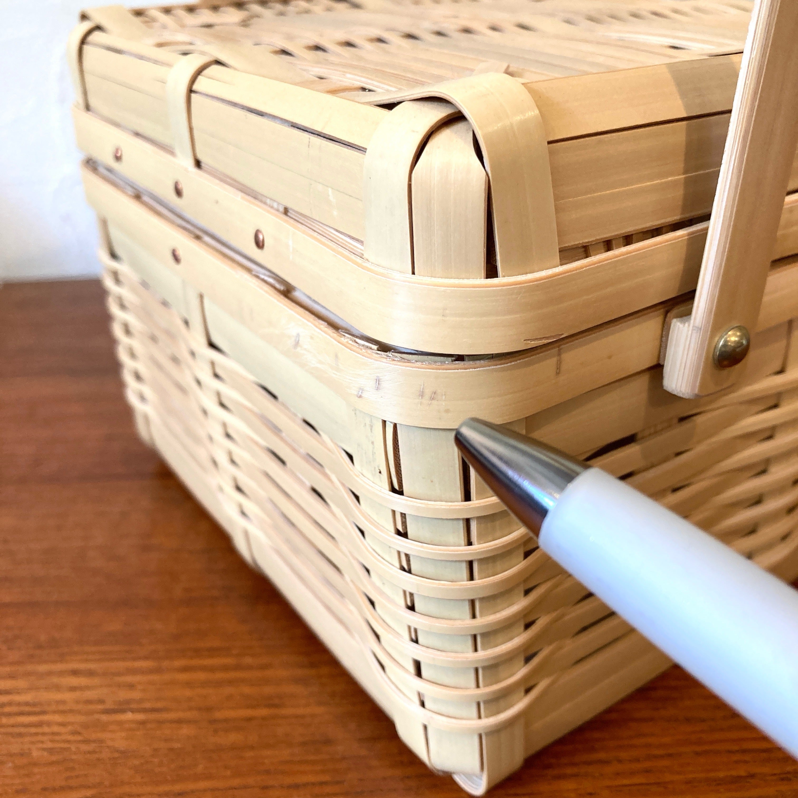 藤倉商店 晒竹 ピクニックバスケット 正方形 小