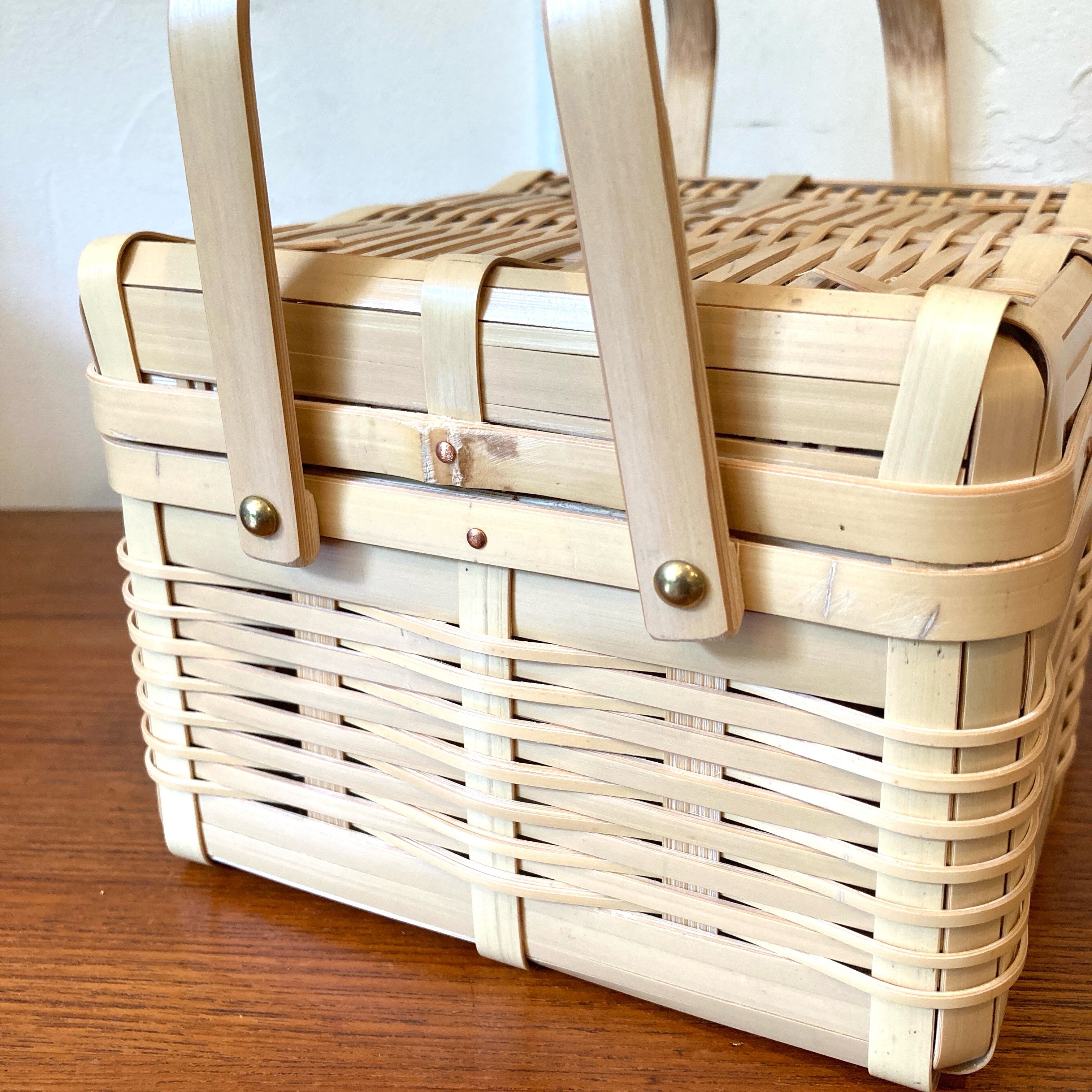 藤倉商店 晒竹 ピクニックバスケット 正方形 小