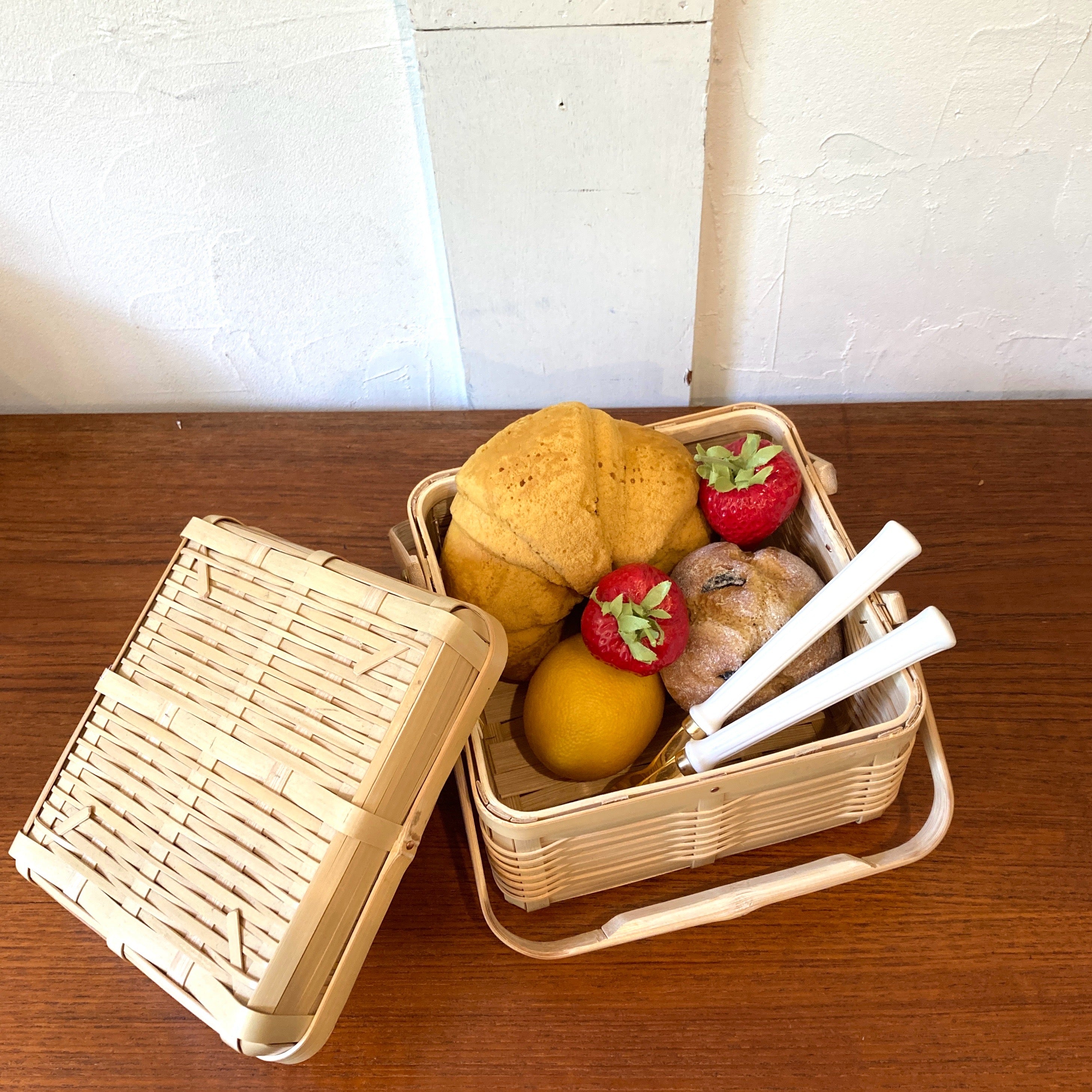 藤倉商店 晒竹 ピクニックバスケット 正方形 小