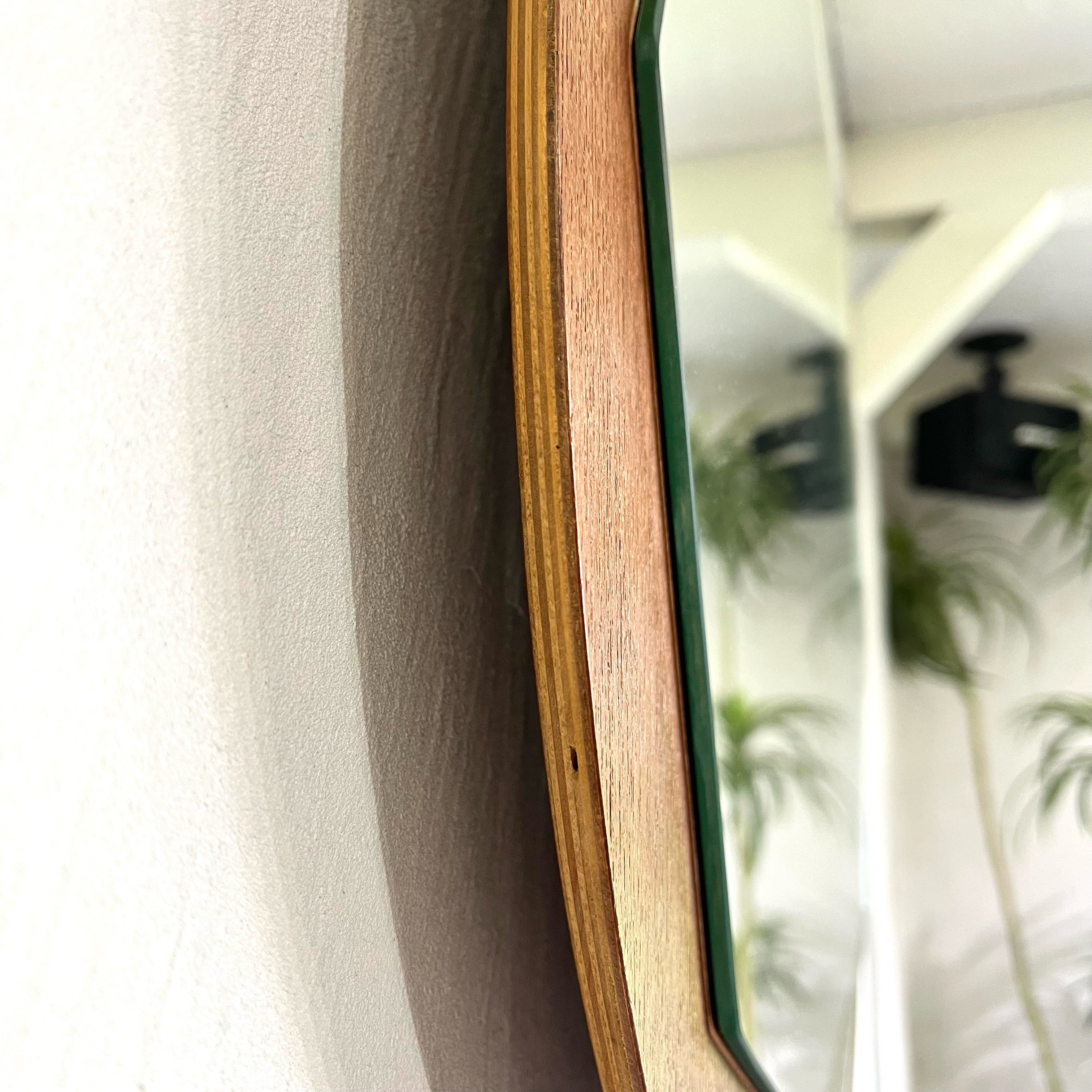 ウォールミラー 鏡 ラウンド 八角形 木製 壁掛けミラー ヴィンテージ