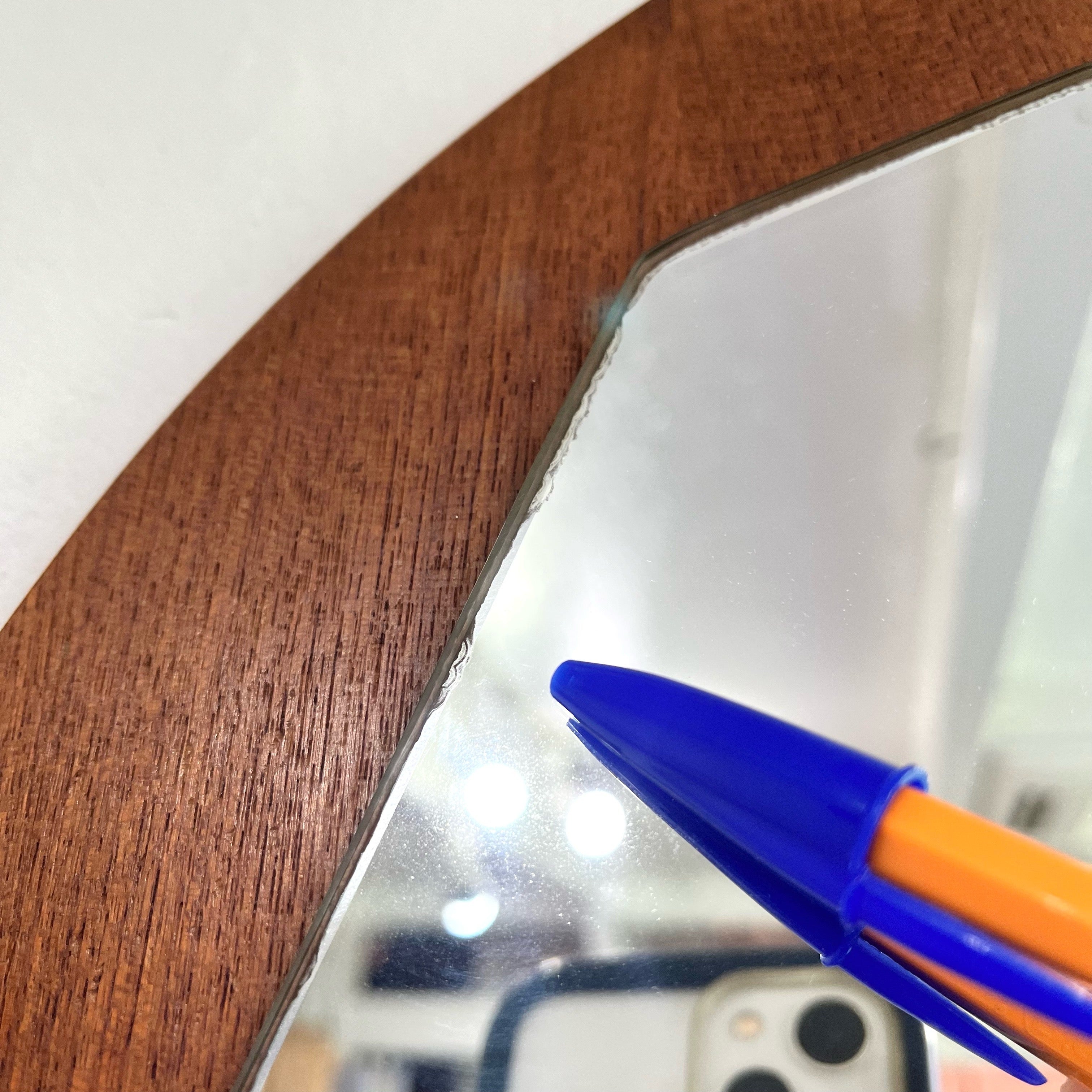 ウォールミラー 鏡 ラウンド 八角形 木製 壁掛けミラー ヴィンテージ