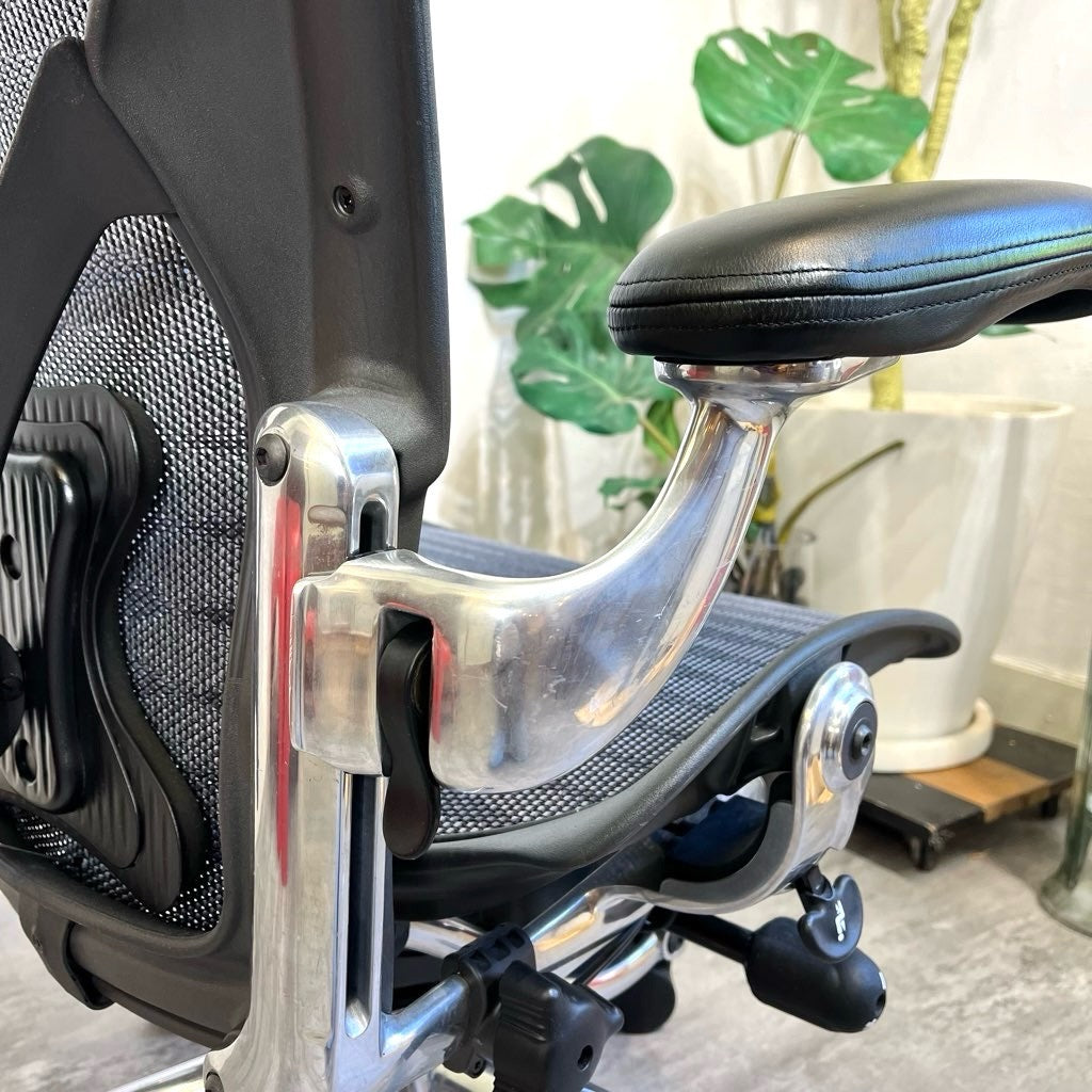 ハーマンミラー / HermanMiller アーロンチェア / Aeron Chairs タキシードブルーブラック ポリッシュドアルミベース クラシック Bサイズ