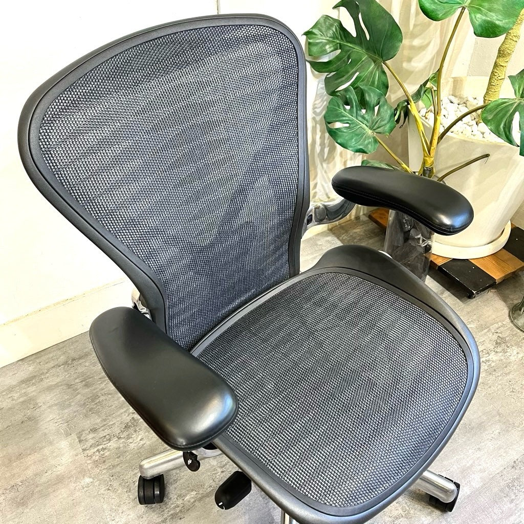 ハーマンミラー / HermanMiller アーロンチェア / Aeron Chairs タキシードブルーブラック ポリッシュドアルミベース クラシック Bサイズ