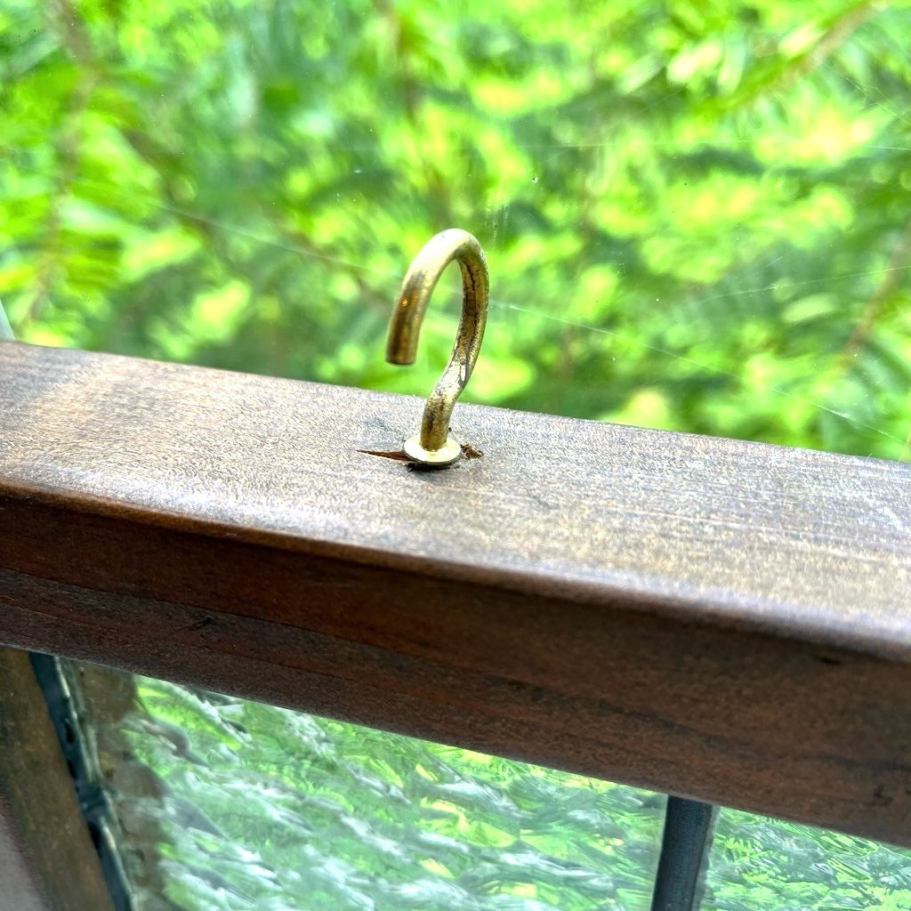 ステンドグラス 窓 木枠 ディスプレイ 茶枠 【大】 アンティーク