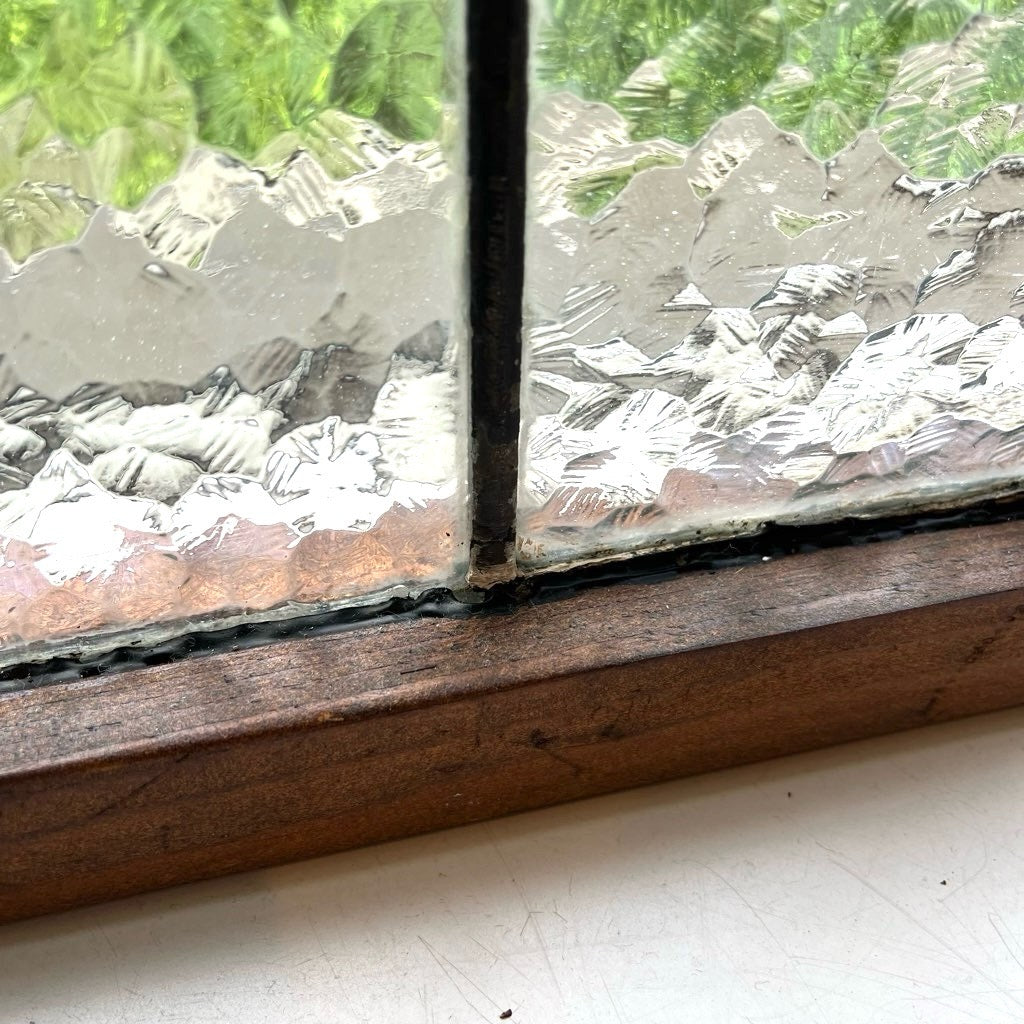 ステンドグラス 窓 木枠 ディスプレイ 茶枠 【大】 アンティーク