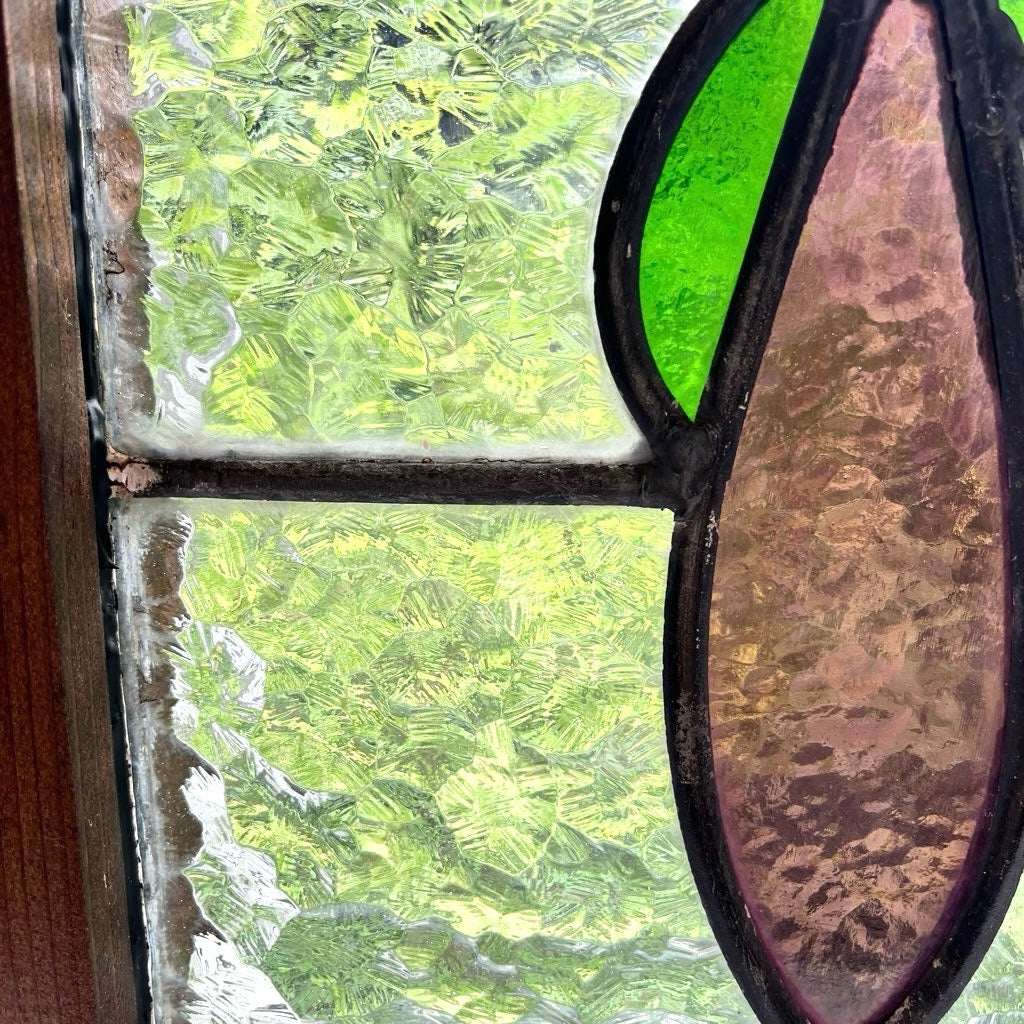 ステンドグラス 窓 木枠 ディスプレイ 茶枠 【大】 アンティーク