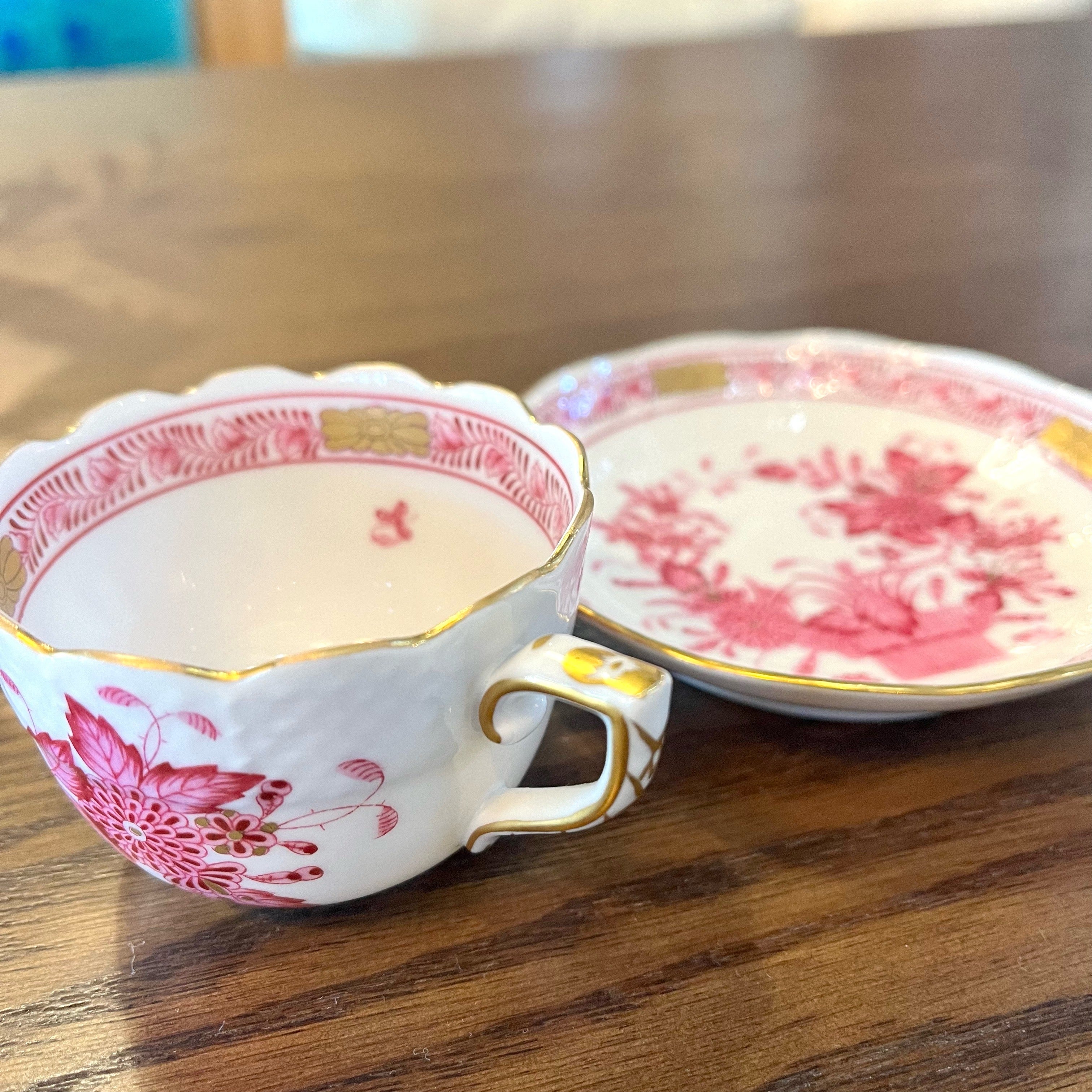 ヘレンド / Herend インドの華 カップ&ソーサー ピンク ハンガリー ヴィンテージ