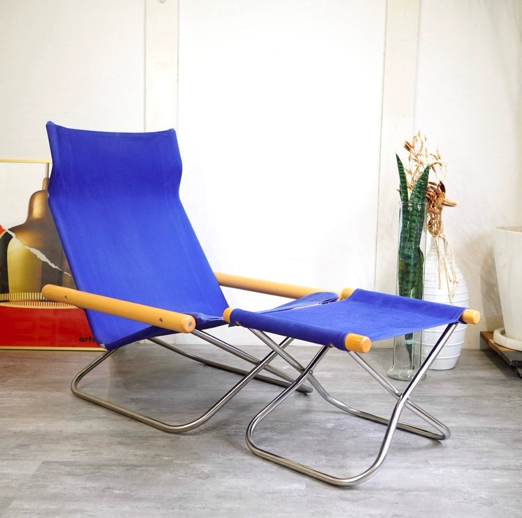 ニーチェア / Nychair X オットマン付き ブルー 新居 猛 中古 