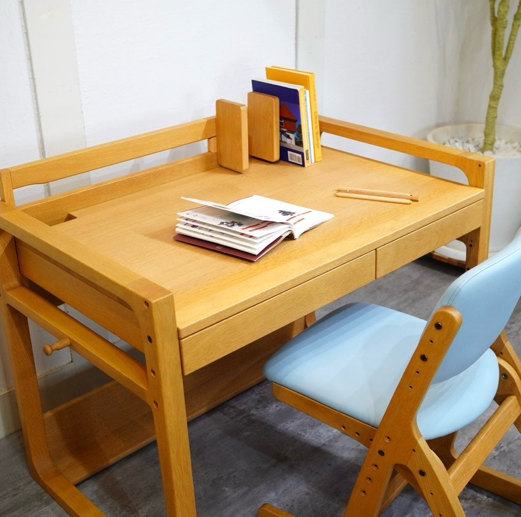 浜本工芸 学習机 NO.74&デスクチェア セット ブルー 高さが変えられる勉強机