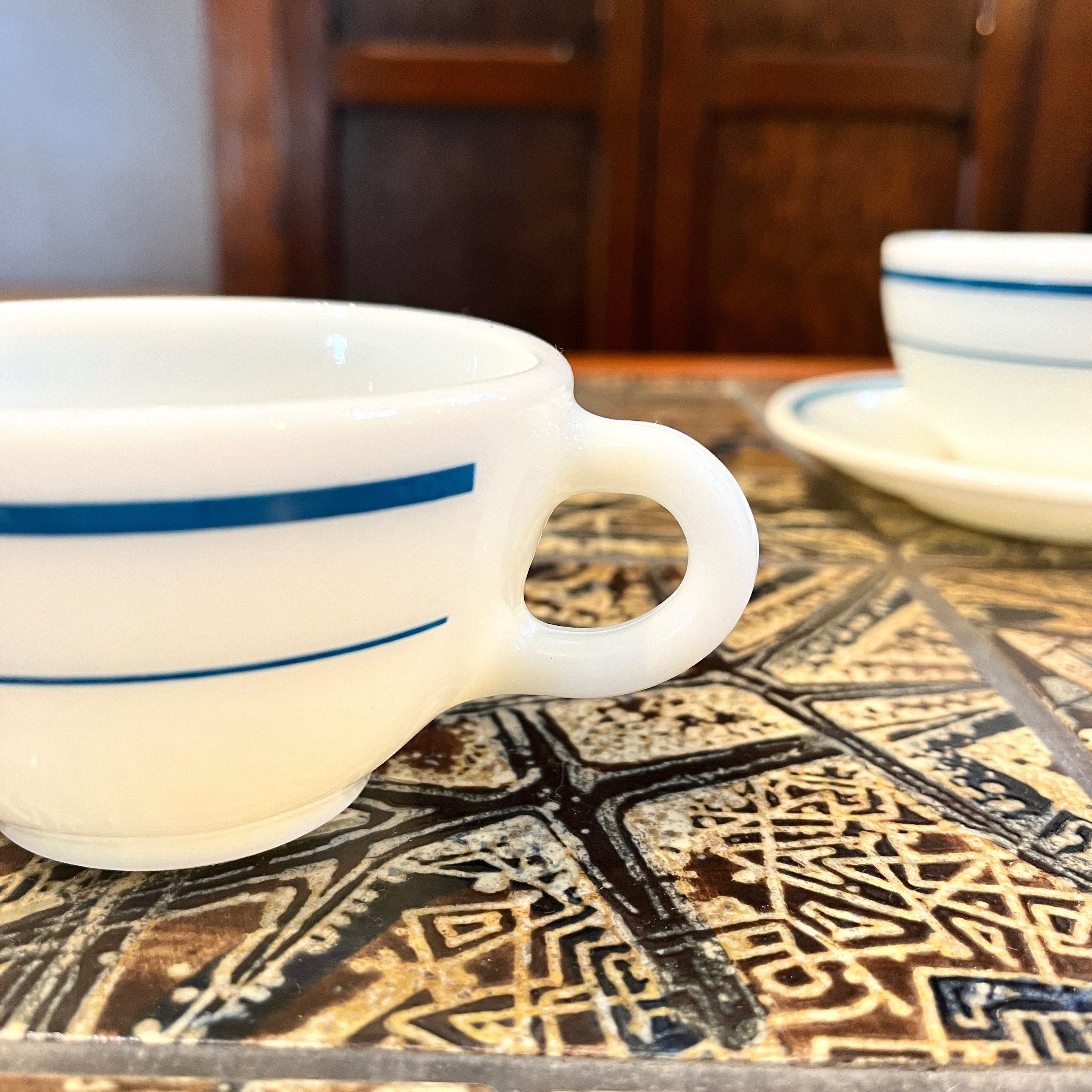 パイレックス / PYREX ブルーバンド カップ&ソーサー ヴィンテージ