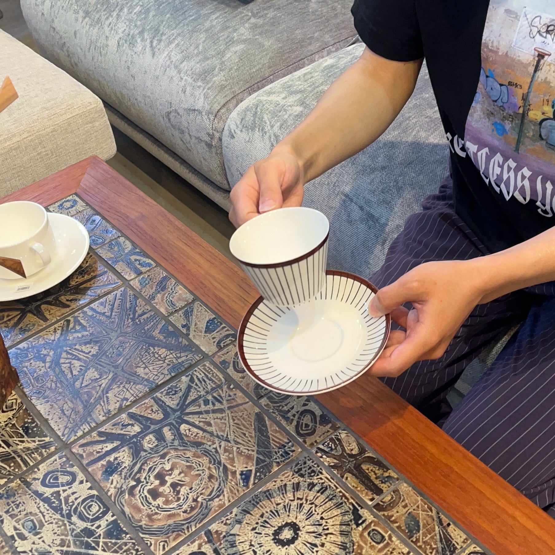 グスタフスベリ / Gusatavsberg スピサリブ / SPISA RIBB ティーカップ&ソーサー 復刻版 スティグ・リンドベリ