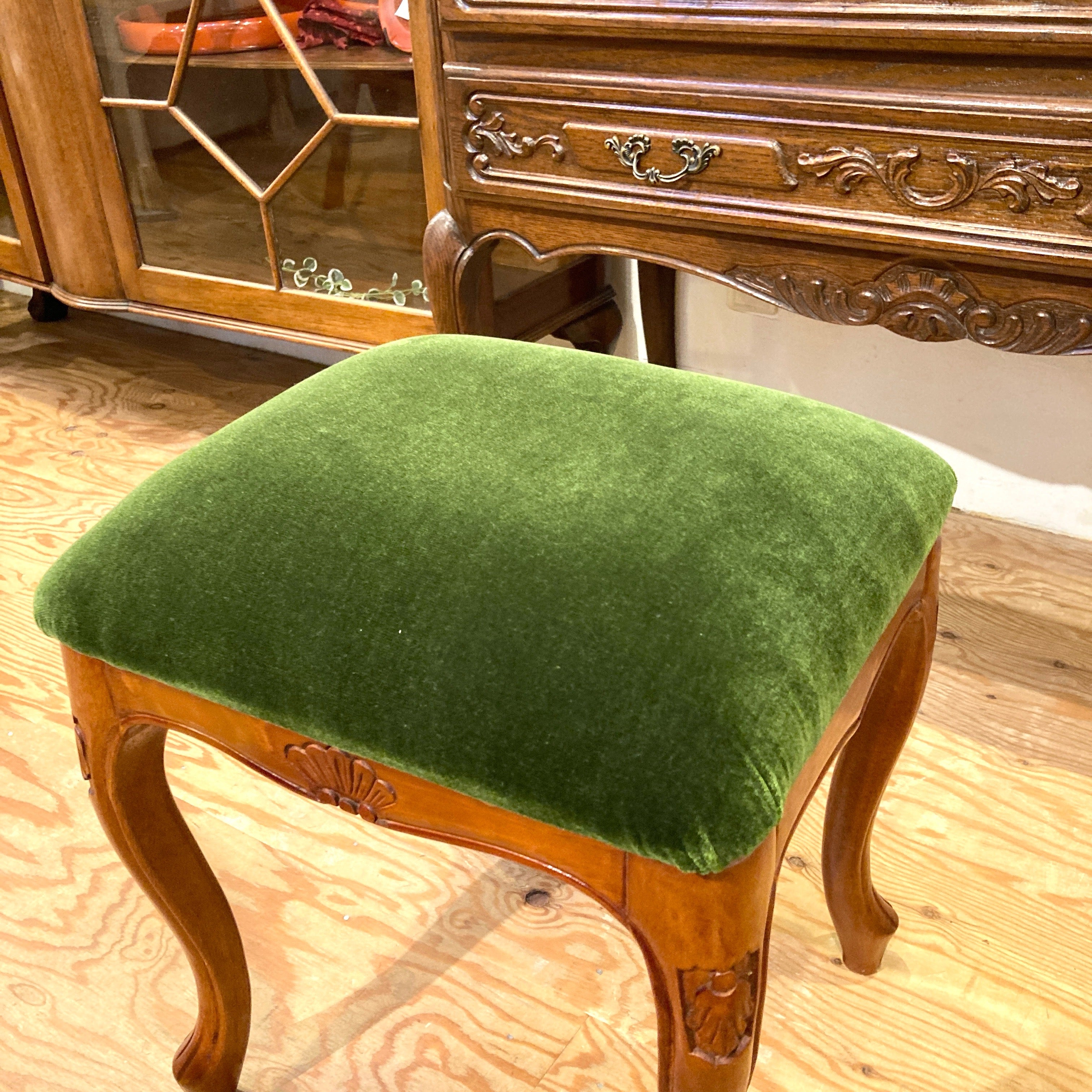 スツール  猫脚 ピアノ椅子 グリーン クラシカルスツール ヴィンテージ