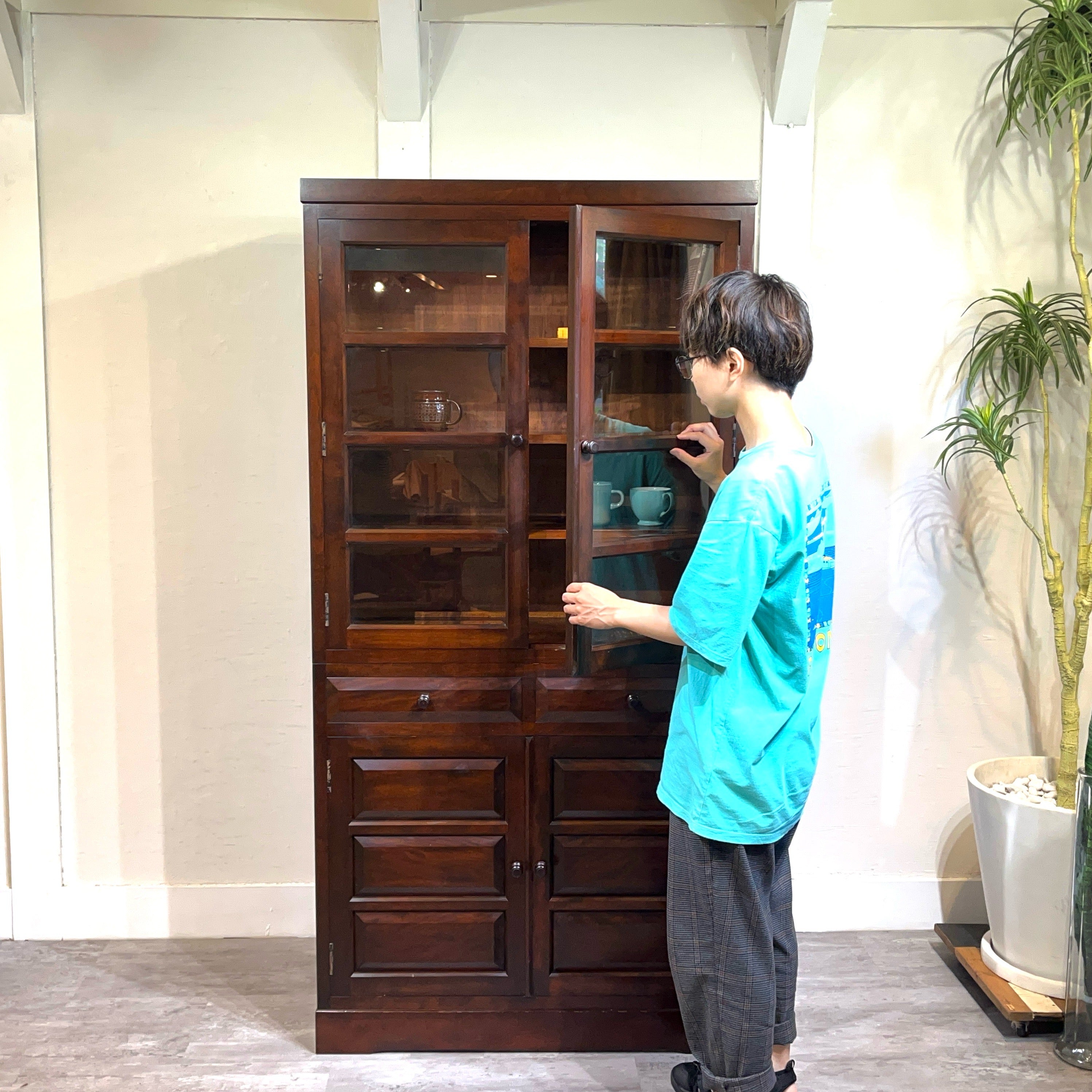 松本民芸家具 K-Ⅱ型 面取食器棚 カップボード 民藝家具