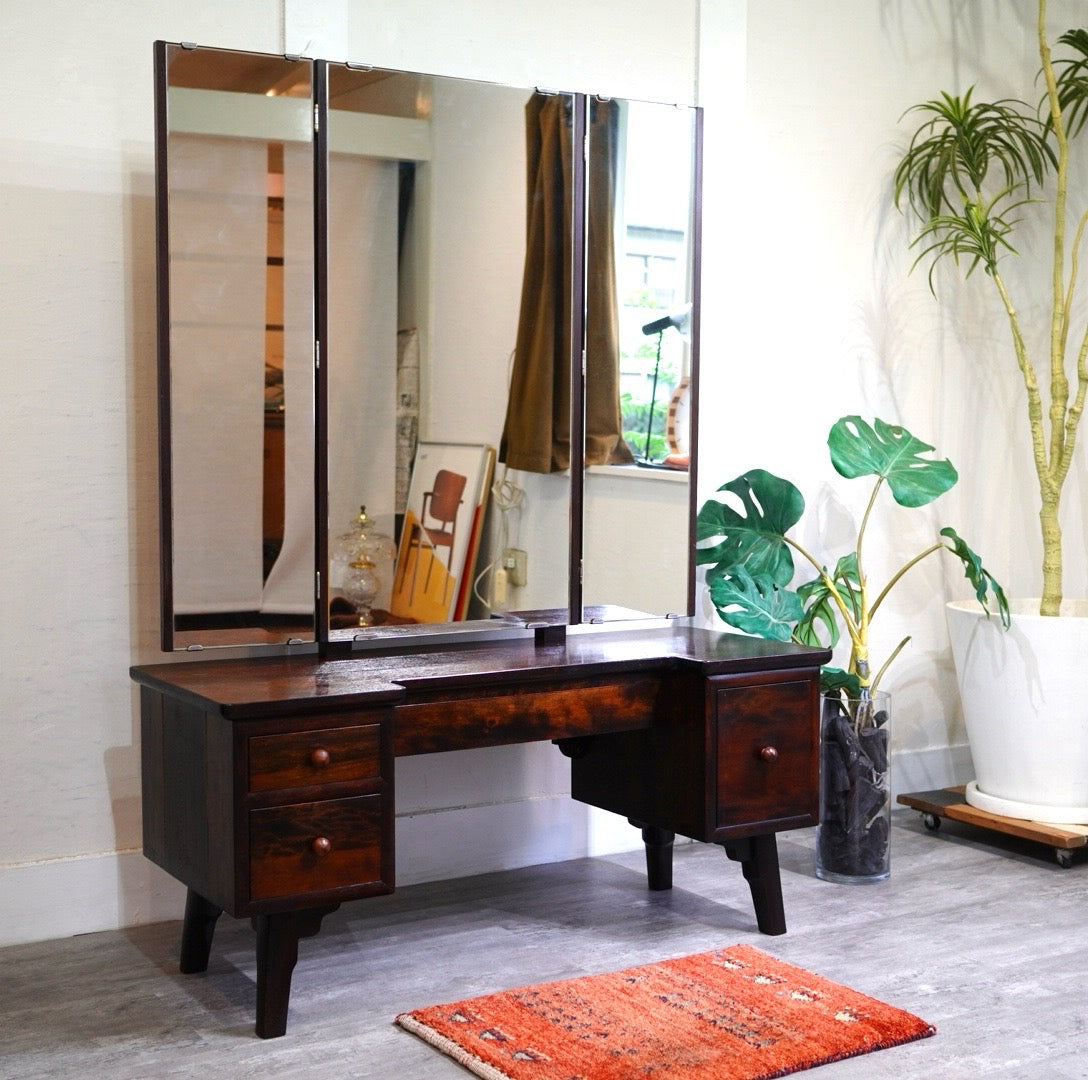 松本民芸家具 角型三面鏡 化粧台 ドレッサー 姿見  民藝家具