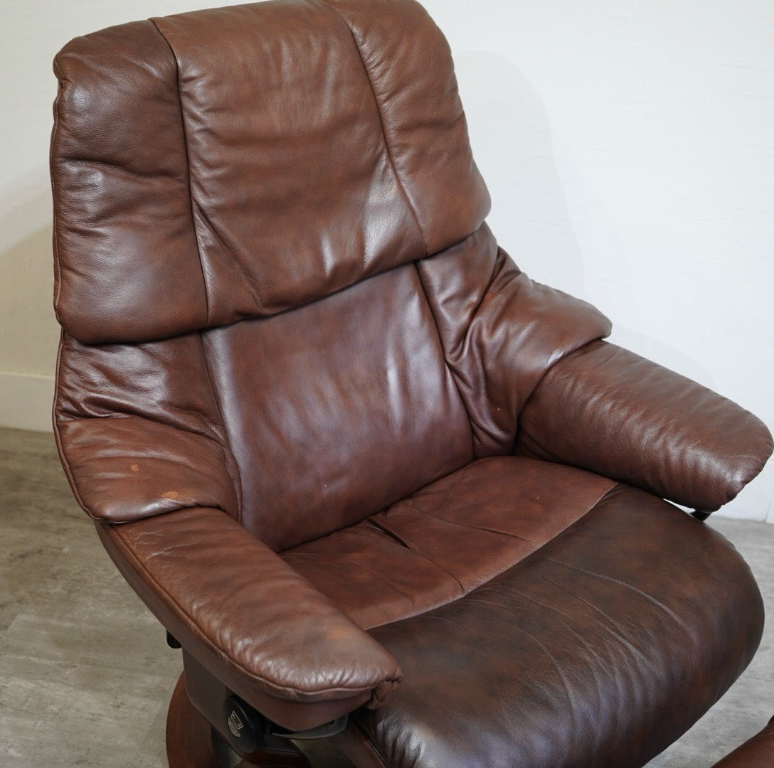 エコーネス / EKORNES ストレスレスチェア&オットマンセット M レノ ブラウン 本革