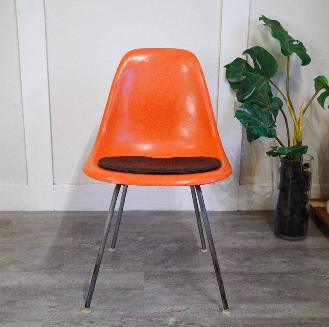 ハーマンミラー / Herman Miller サイドシェルチェア 2st Hベース チェアパッド付 Red Orange(salmon pink) ヴィンテージ