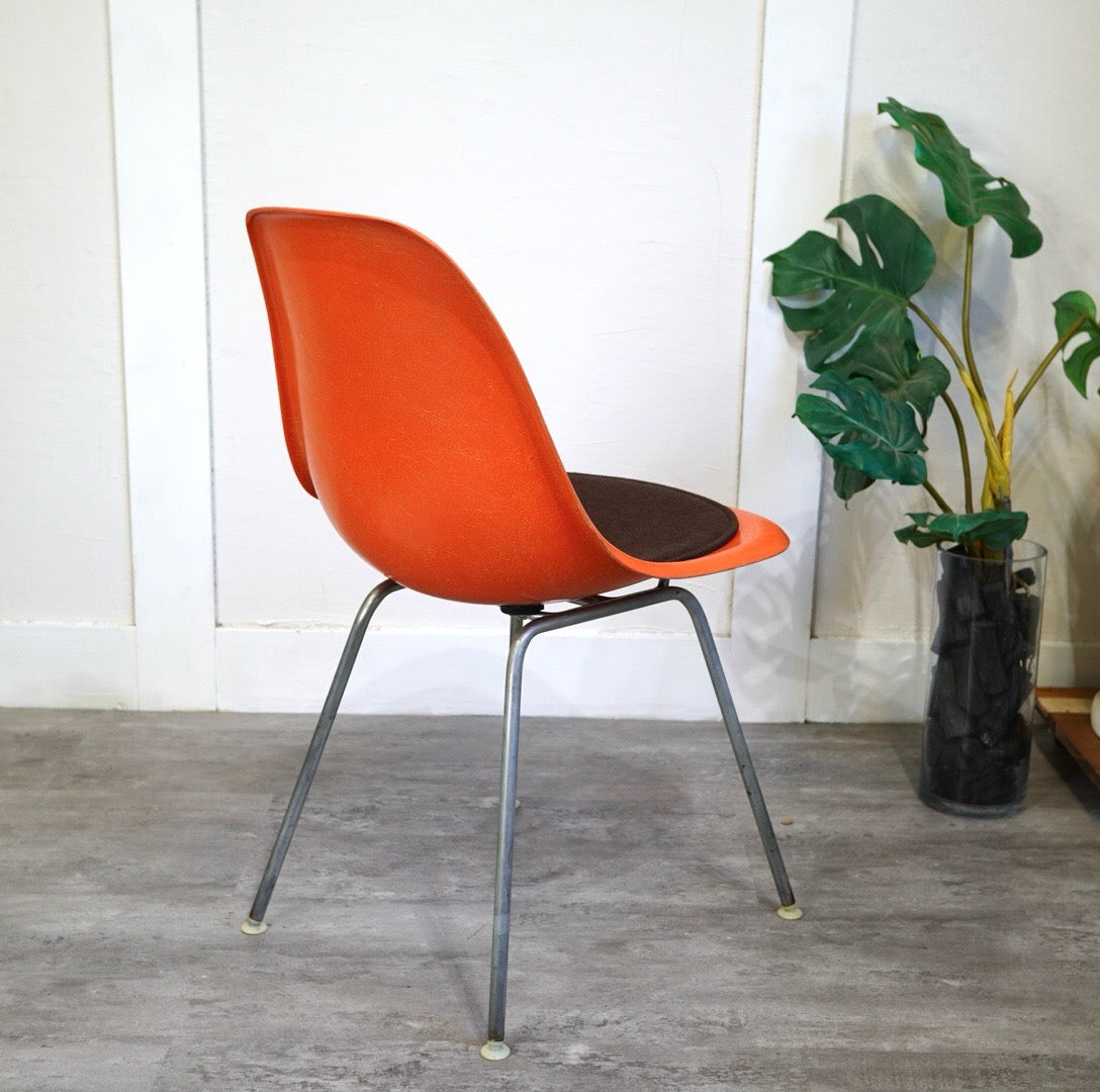 ハーマンミラー / Herman Miller サイドシェルチェア 2st Hベース チェアパッド付 Red Orange(salmon pink) ヴィンテージ