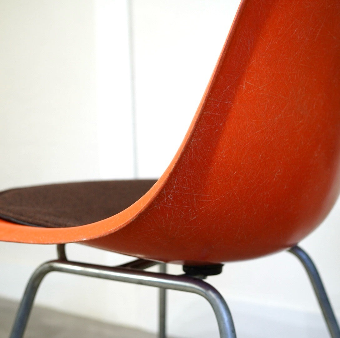 ハーマンミラー / Herman Miller サイドシェルチェア 2st Hベース チェアパッド付 Red Orange(salmon pink) ヴィンテージ