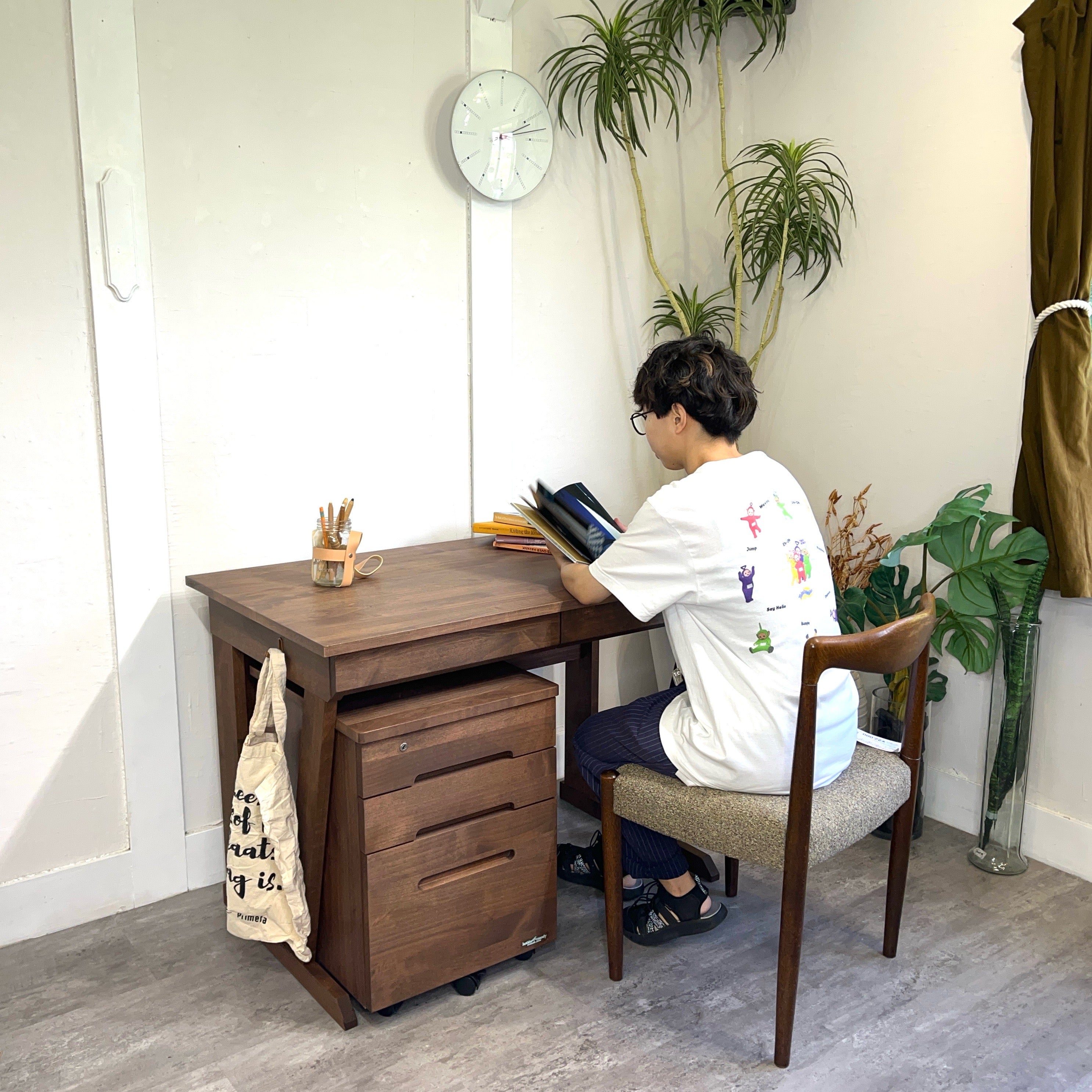 堀田木工 hotta woody デスク ワゴン 2点セット WN色 勉強机 学習机