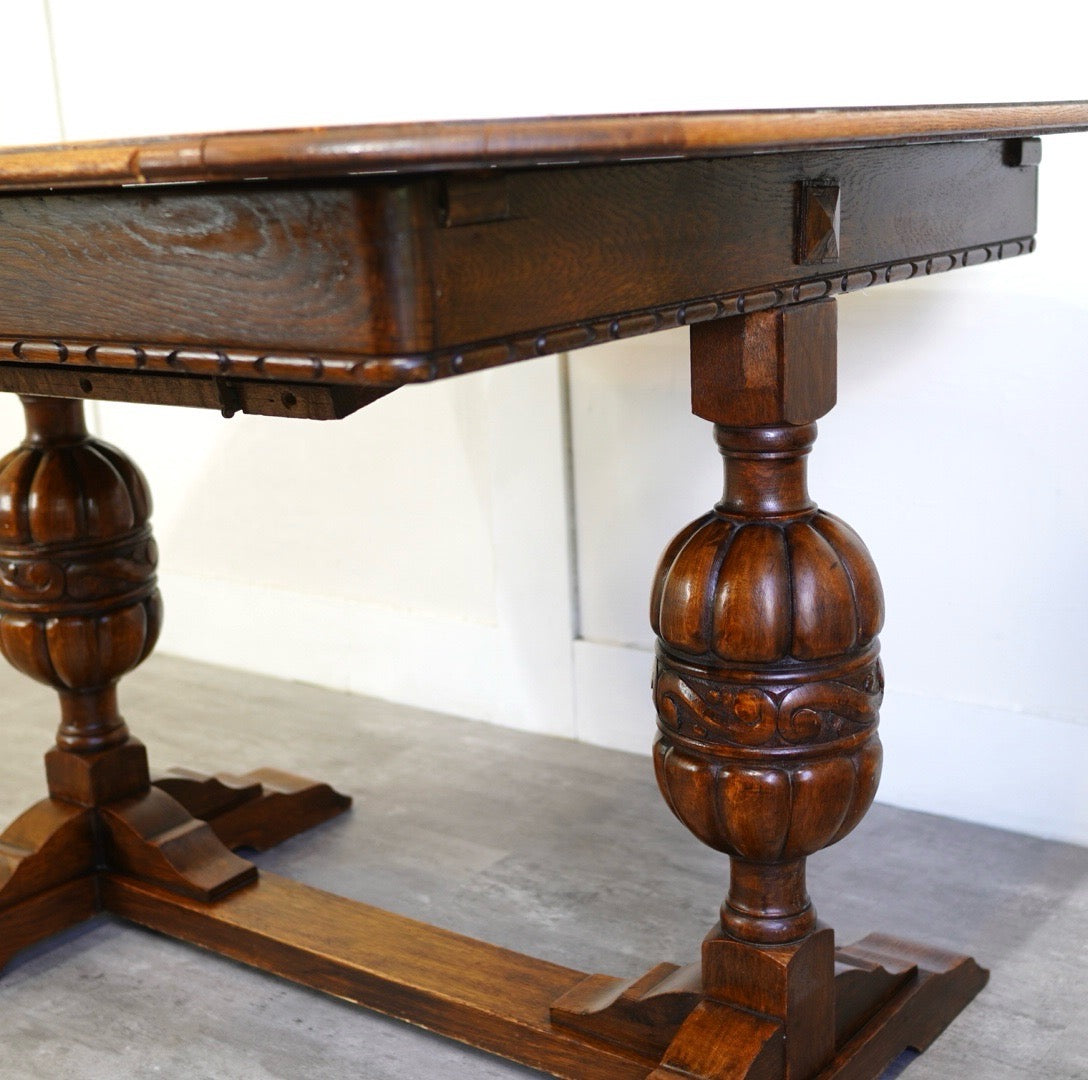 CELERITY パイナップルレッグ ドローリーフテーブル 伸長式ダイニングテーブル 英国アンティーク